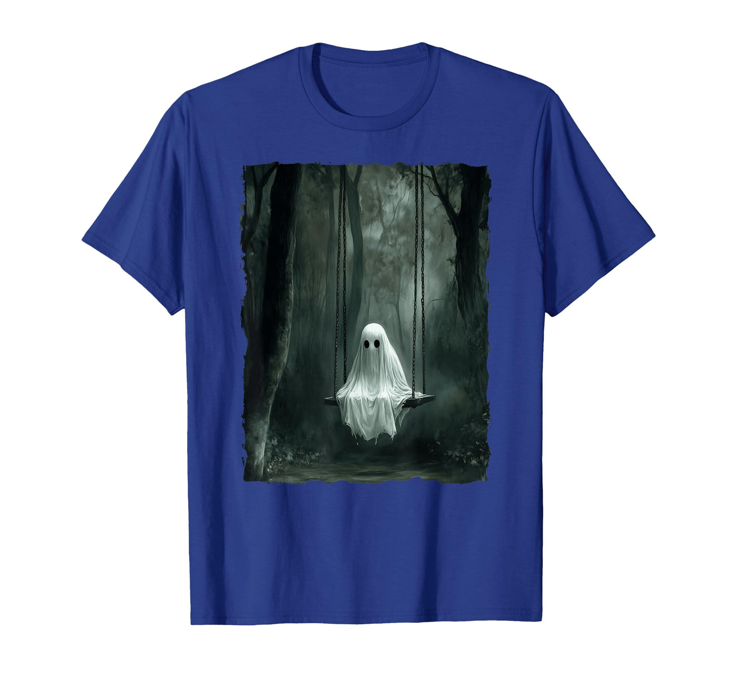 Vintage Floral Ghost On Swing In Forest Spooky Halloween T-Shirt