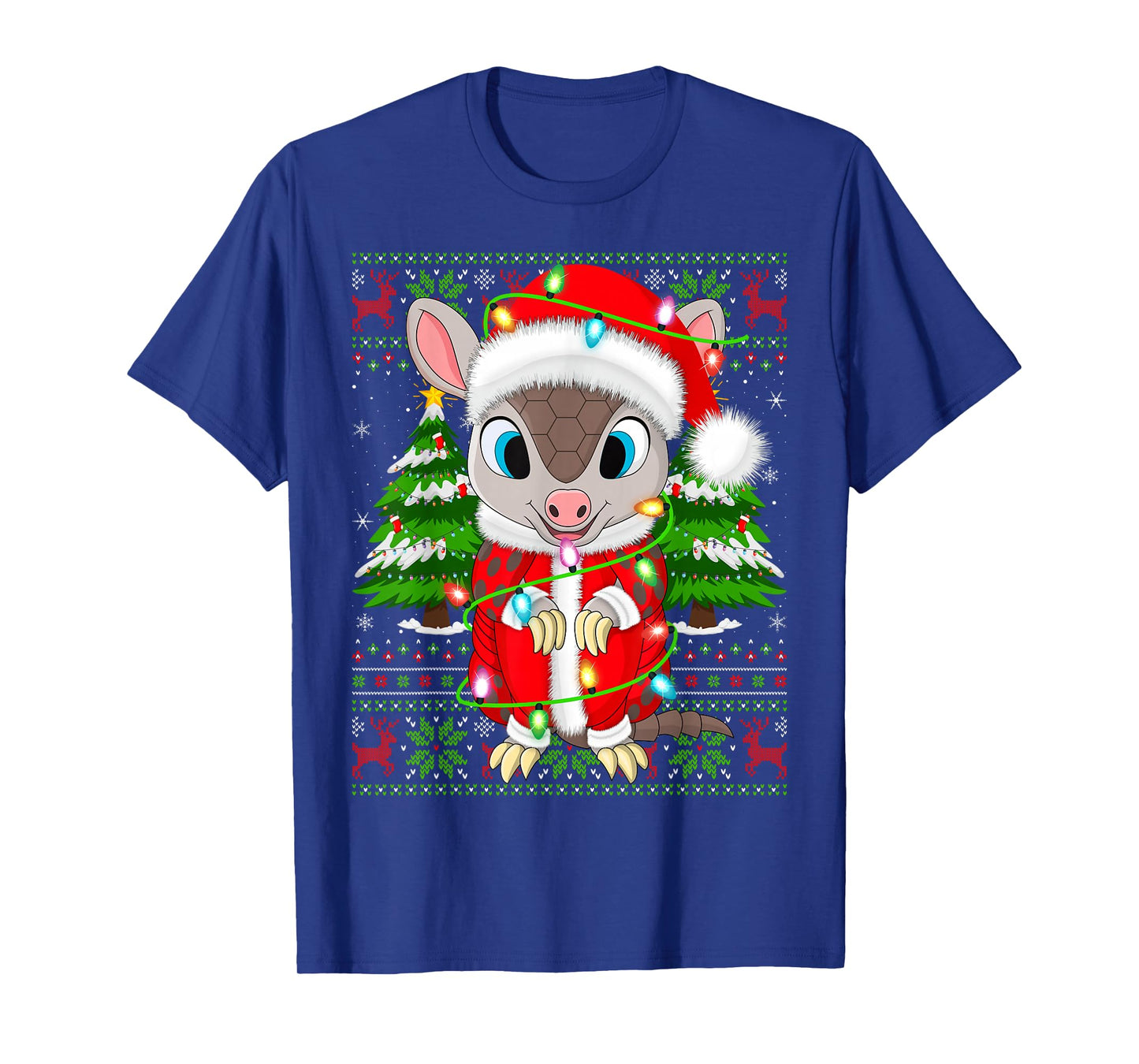 Armadillo Christmas Lights Santa Costume Ugly Xmas Sweaters T-Shirt