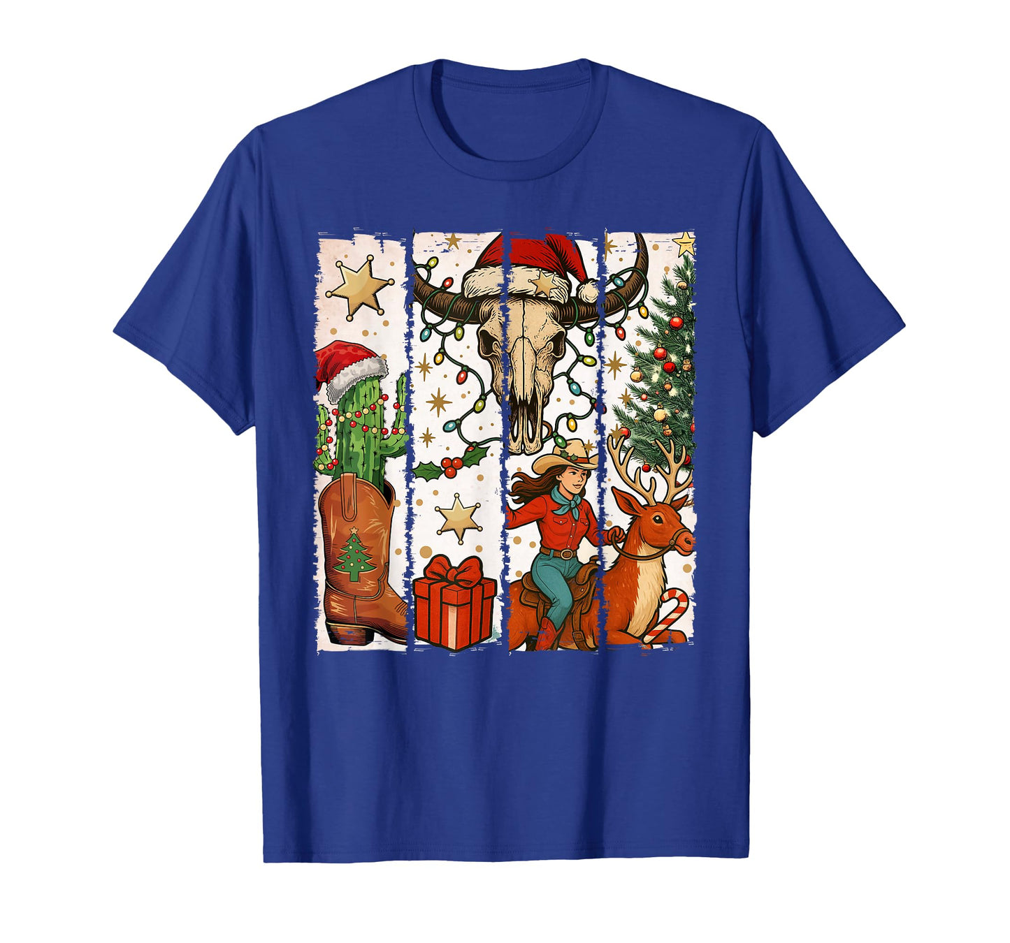 Cowboy Western Christmas Tree Santa T-Shirt
