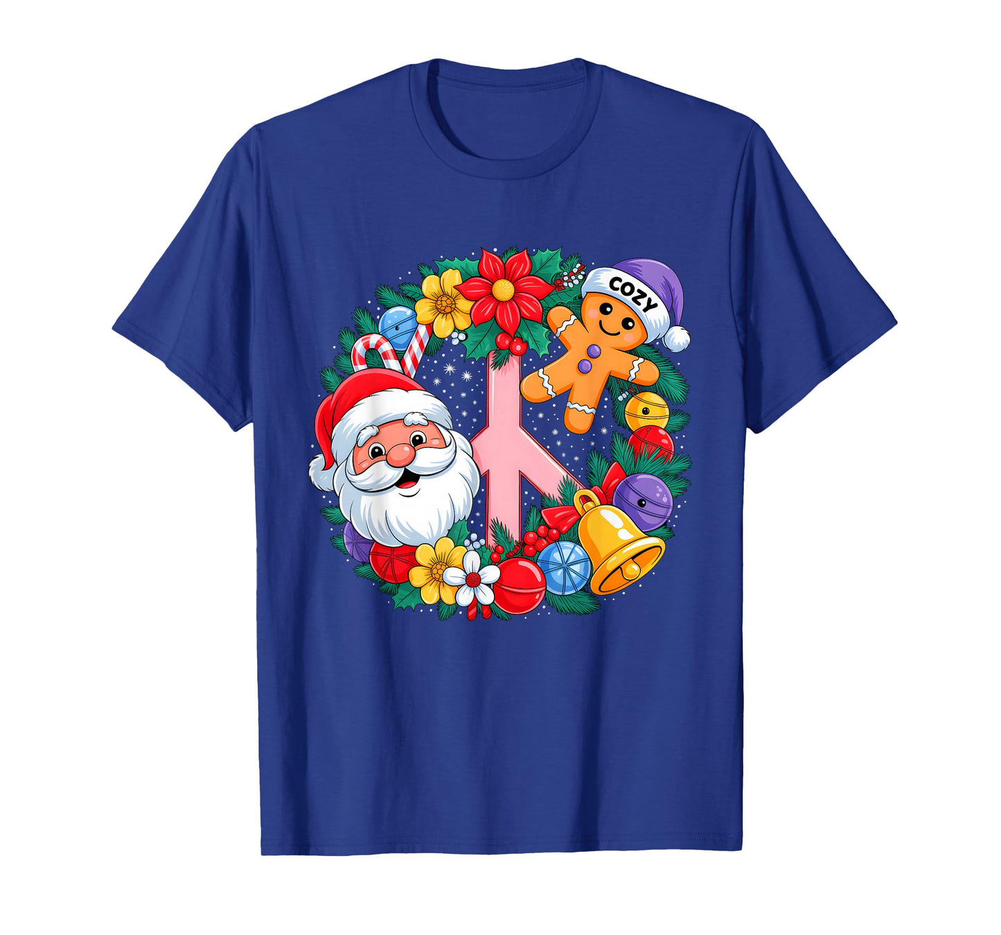 Retro Groovy Christmas Santa Claus Gingerbeard Xmas Vibes T-Shirt