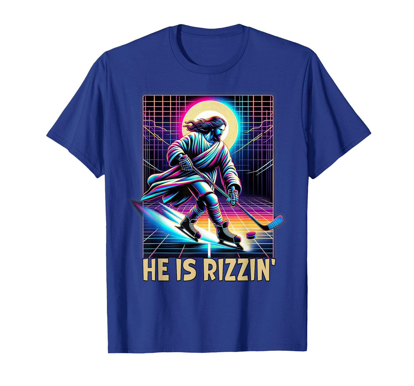 He Is Rizzin Christian Ice Hockey Lover Jesus Meme Religious T-Shirt
