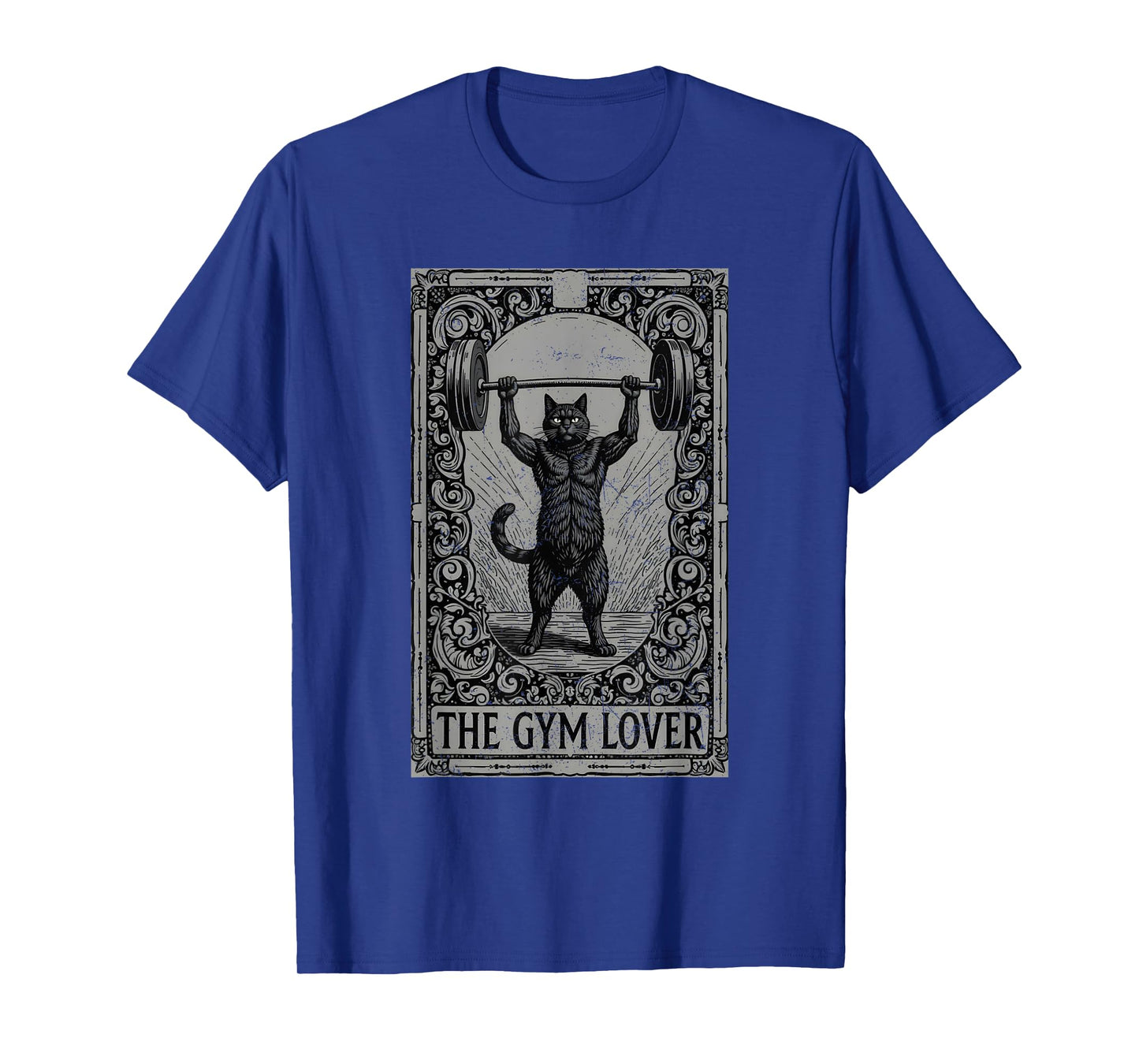 The Gym Lover Tarot Card Cat Lifting Weight Grunge Men Women T-Shirt