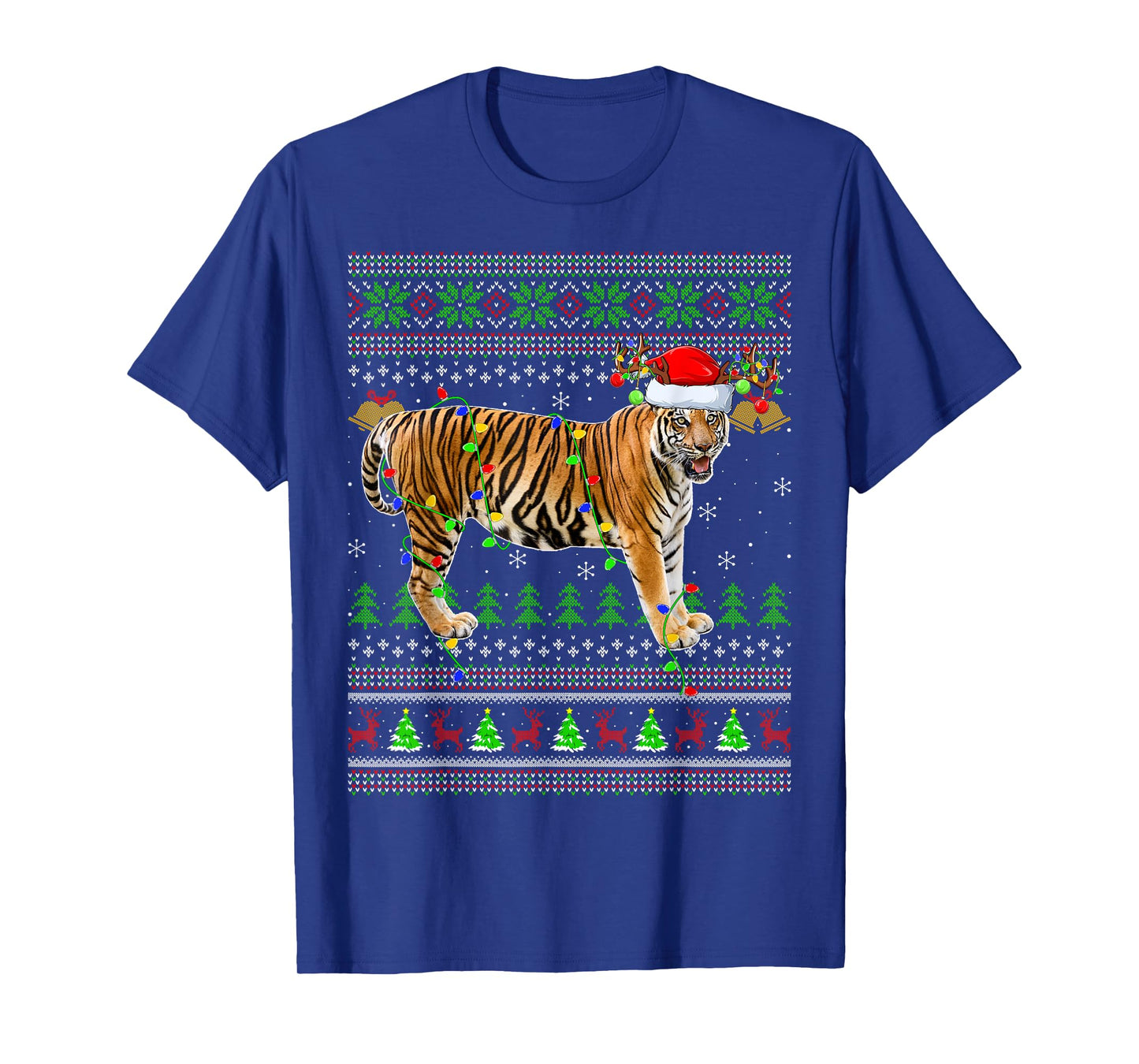Tiger Ugly Christmas Sweaters Holiday Santa Cute Xmas T-Shirt
