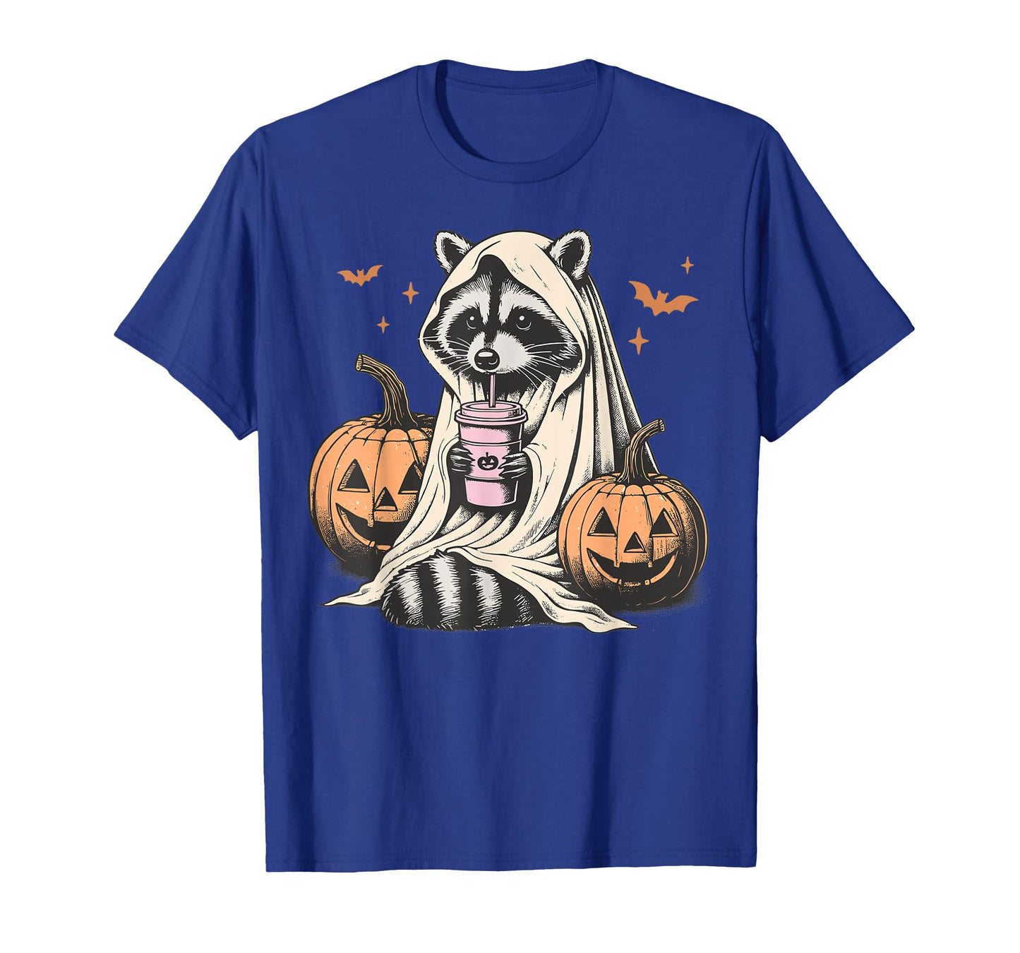 Cute Ghost Pumpkin Halloween Raccoon Costume Raccoon Lovers T-Shirt