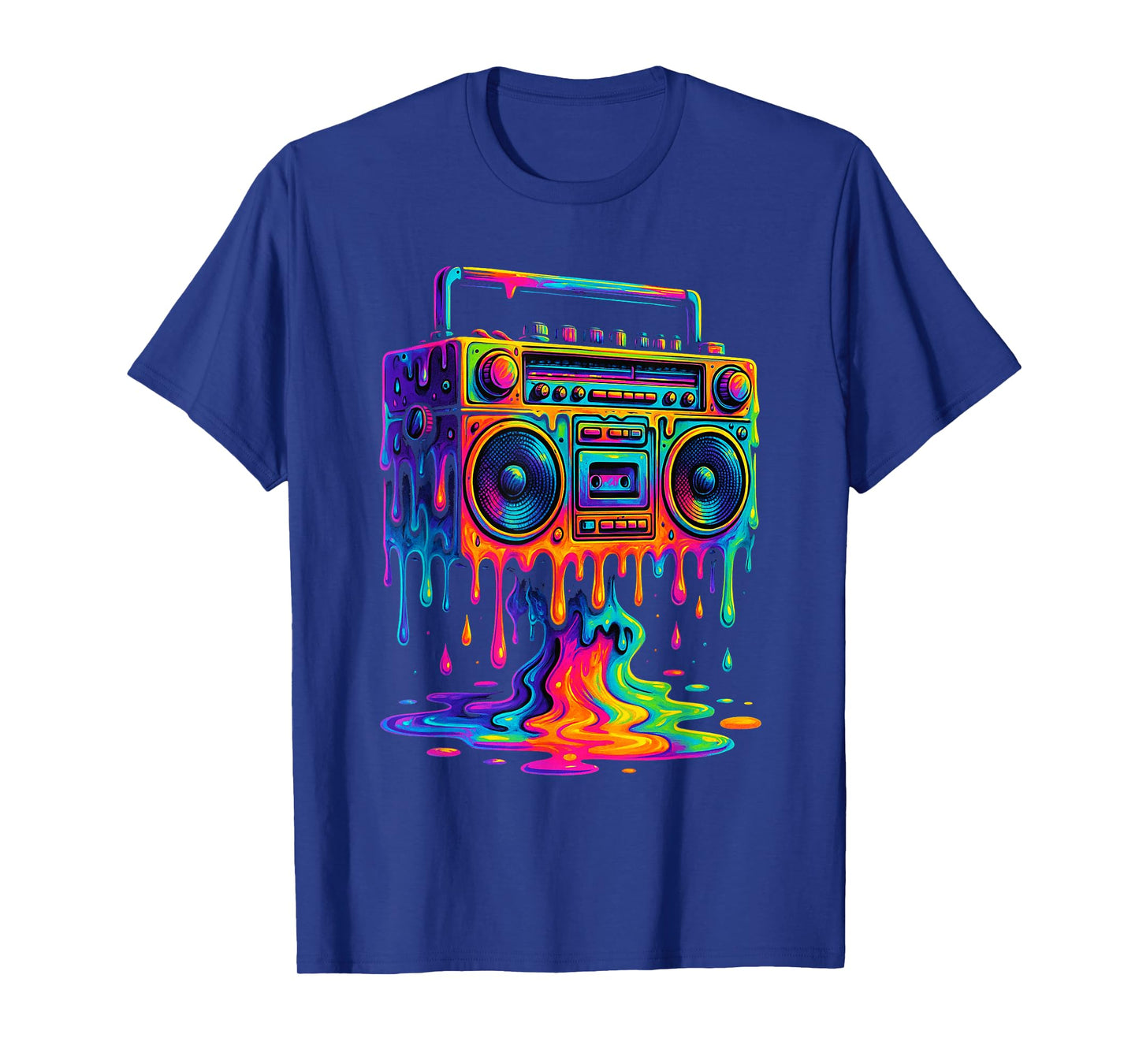 Old School 80s Hip Hop Boombox with Dripping Paint Art T-Shirt