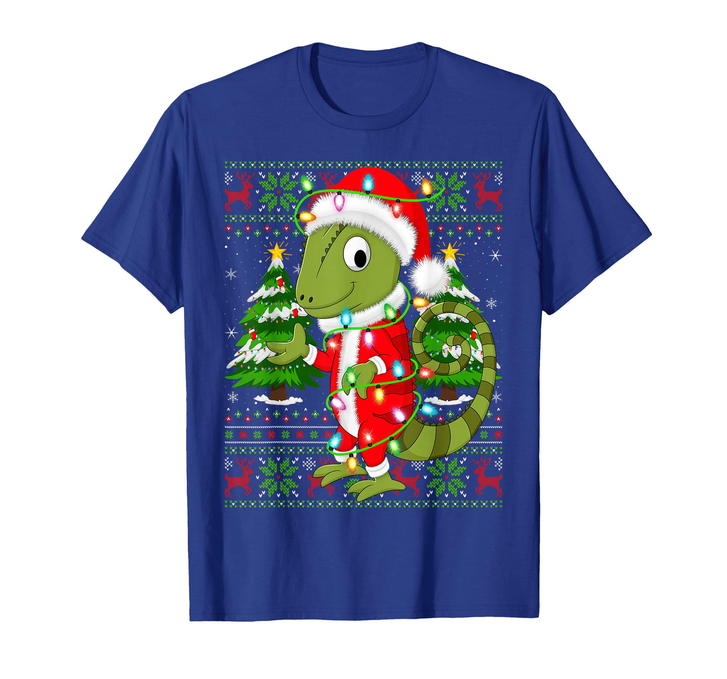 Chameleon Christmas Lights Santa Costume Ugly Xmas Sweaters T-Shirt
