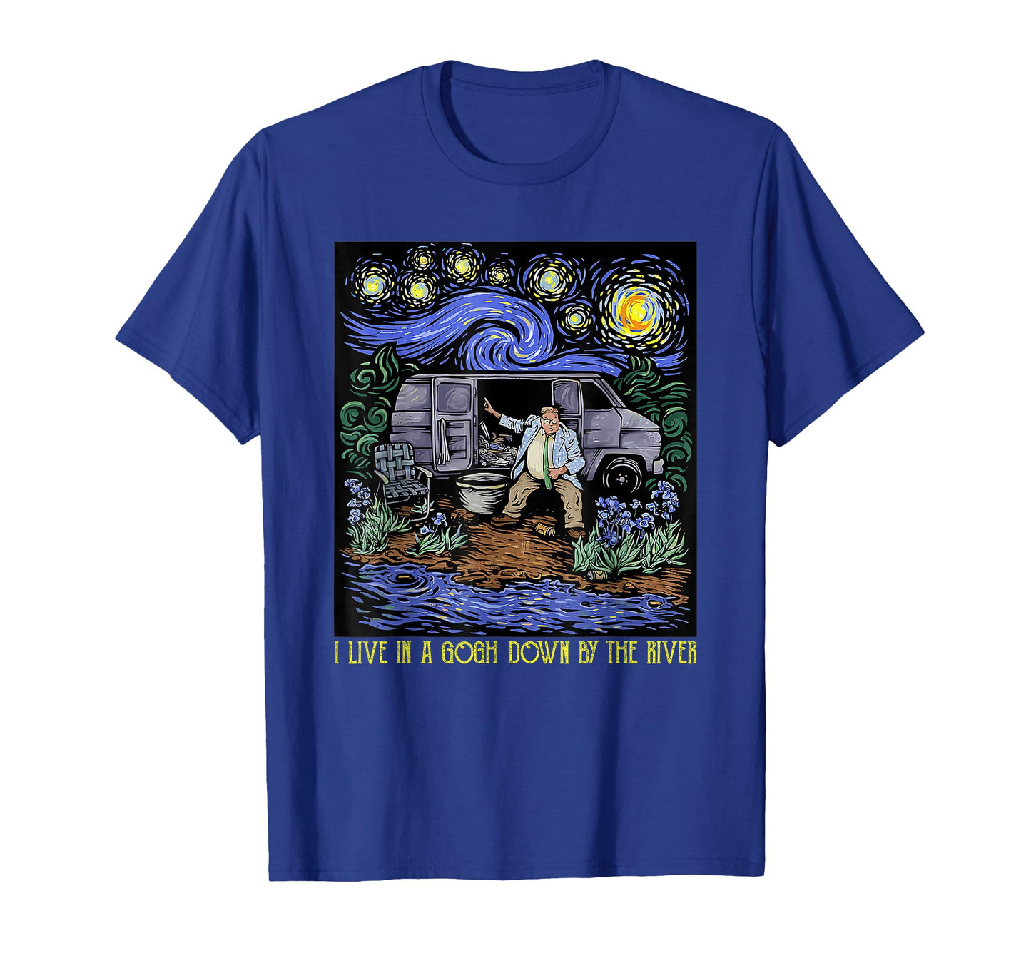 I Live In A Van-Gogh Down-By The River Vintage T-Shirt