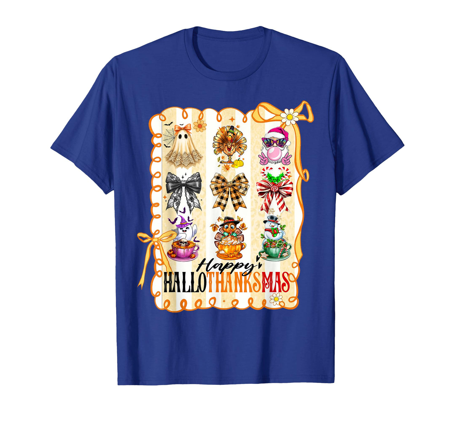 Happy Hallothanksmas Coquette Bow Halloween Thanks Christmas T-Shirt