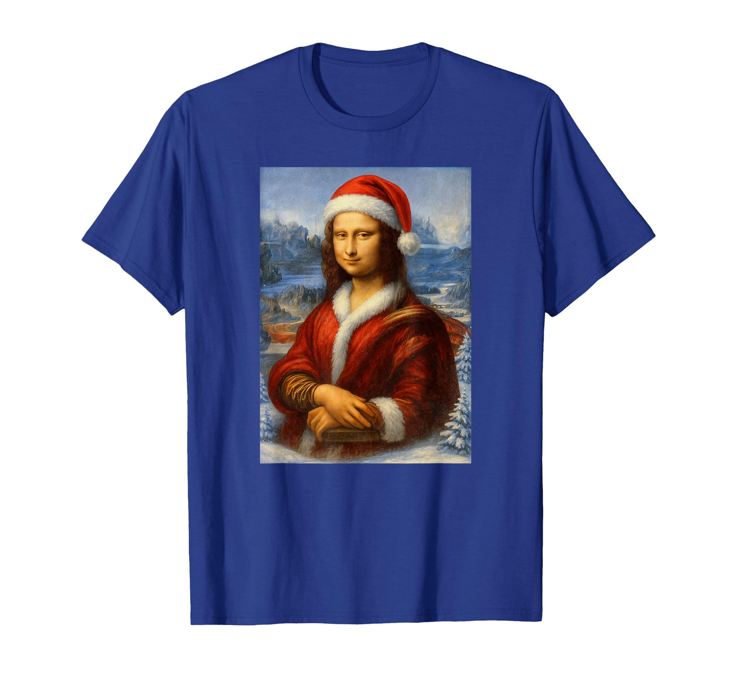 Mona Lisa with Santa Hat for Art Teacher Mona Lisa Christmas T-Shirt