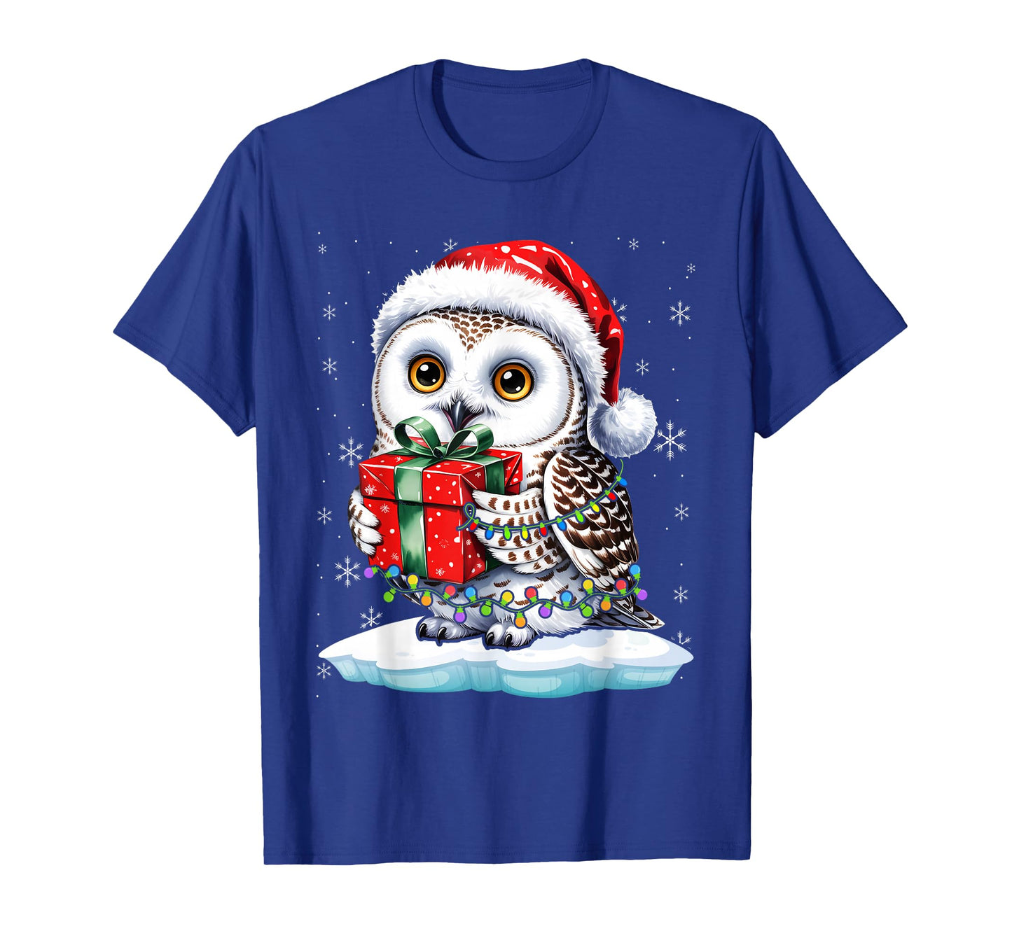 Owl Christmas Santa Hat Lights Family Matching Owls Lovers T-Shirt