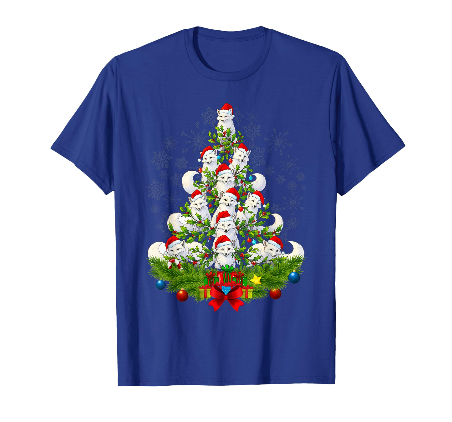 Funny Santa Xmas Arctic Fox Christmas Tree T-Shirt