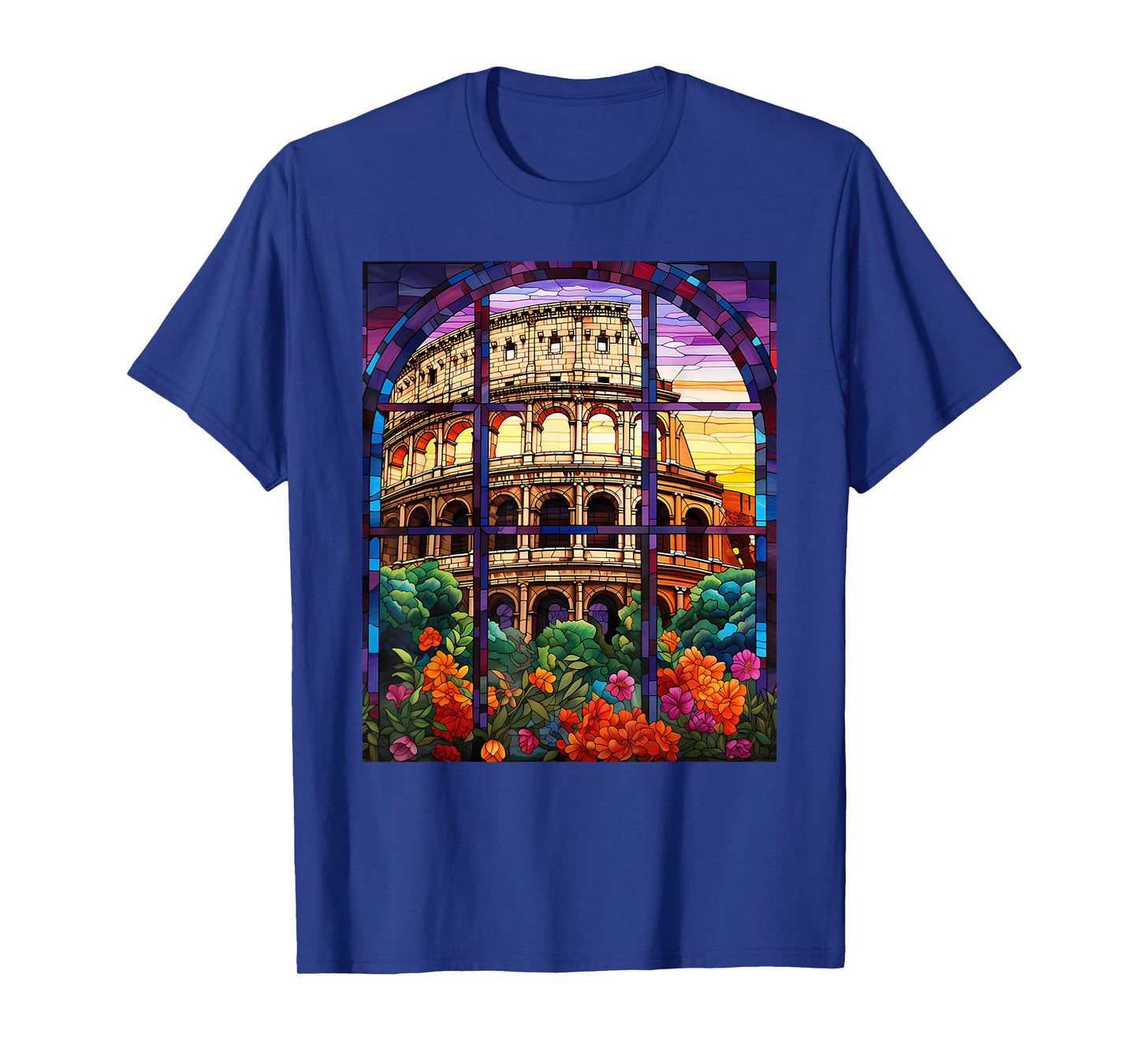 Stained Glass Style Roman Colosseum T-Shirt