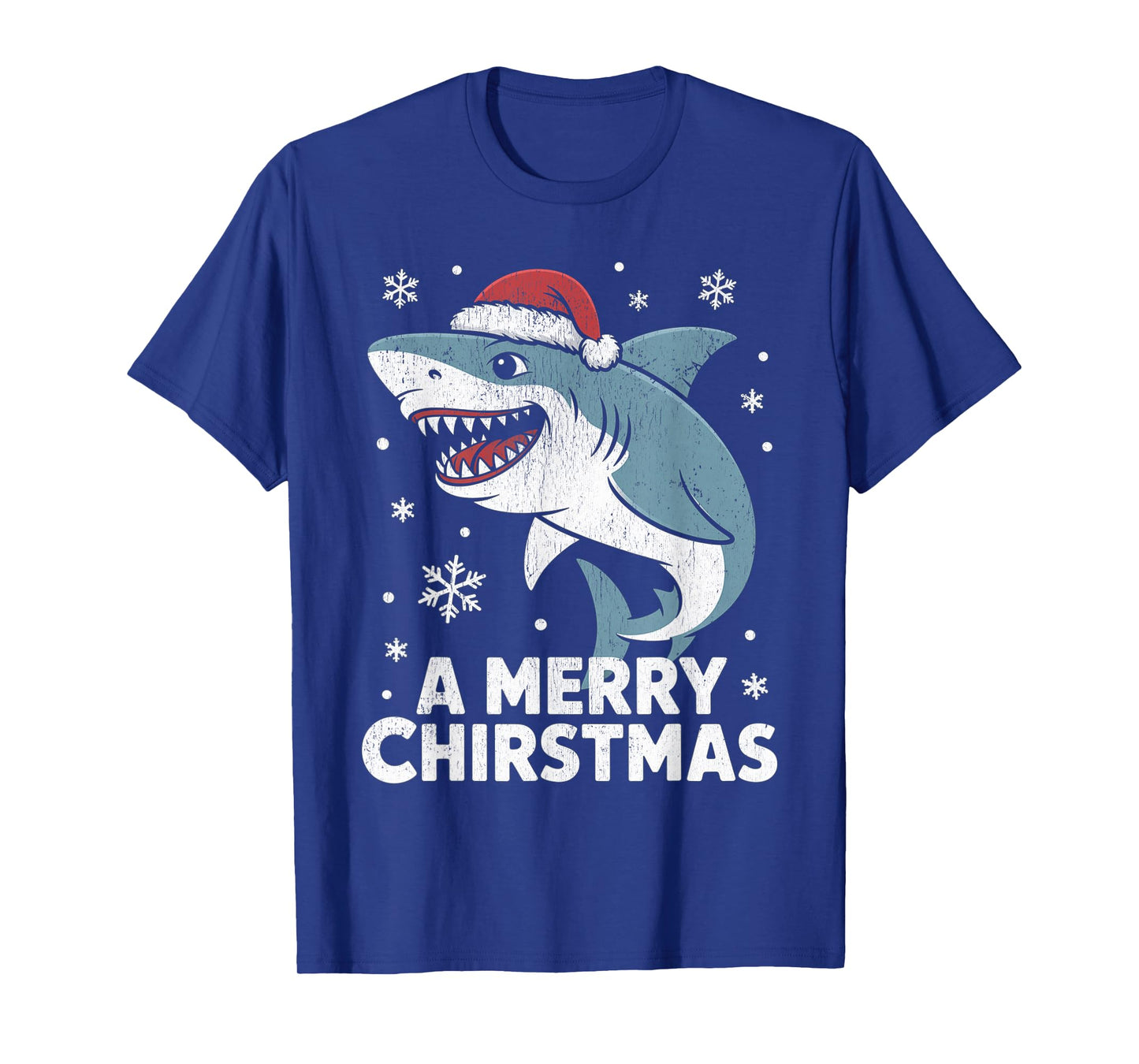 A Merry Christmas Funny Shark Santa Hat Ugly Sweater T-Shirt