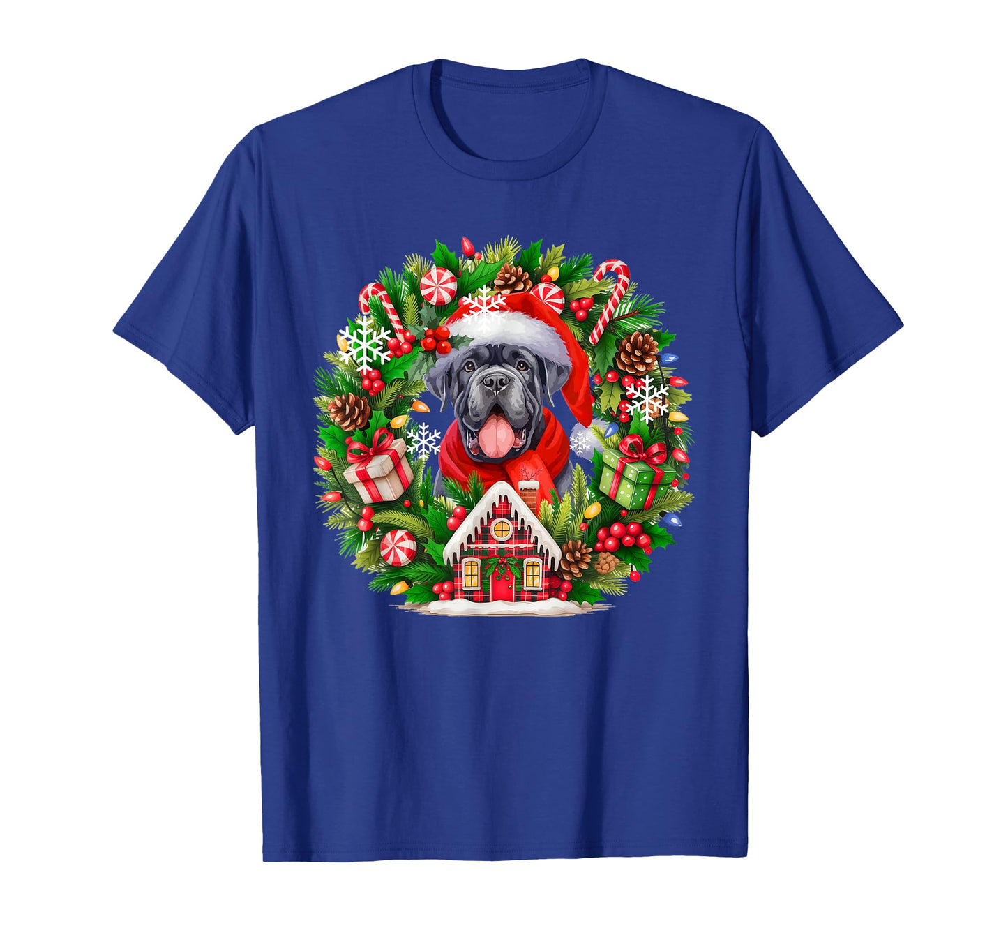 Santa Cane Corso Christmas Floral Circle Matching Owner Kids T-Shirt