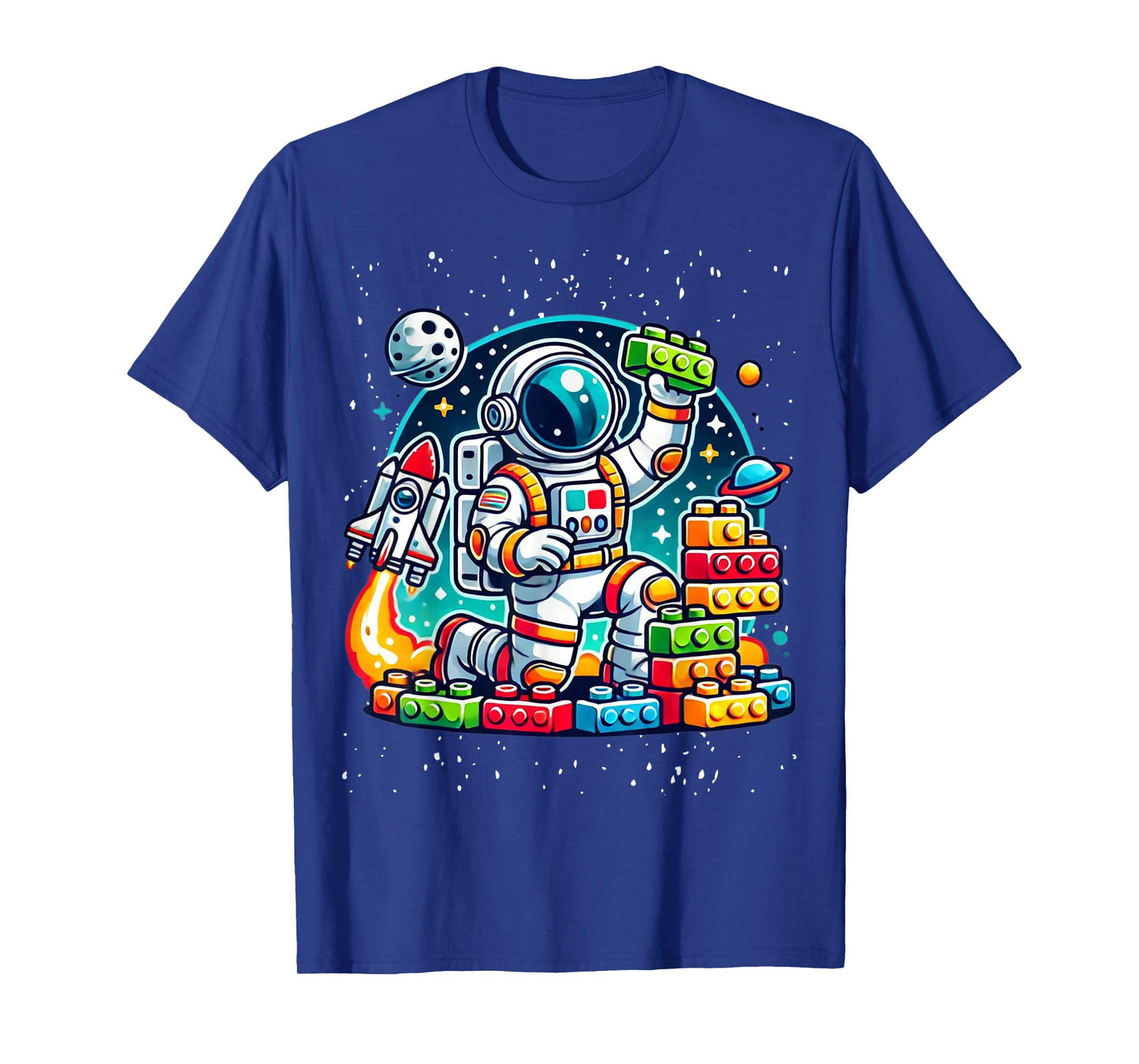 Master Builder Space Astronaut Building Blocks Bricks Boys T-Shirt