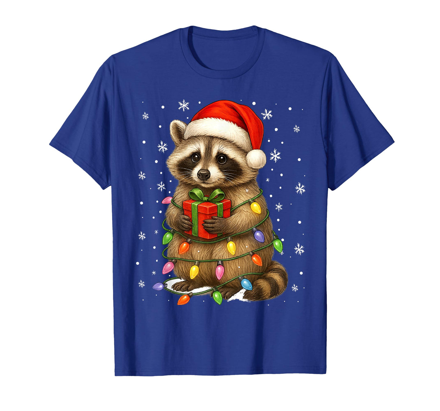 Raccoon Christmas Tree Lights Pajama Racoon Lover Xmas Pjs T-Shirt