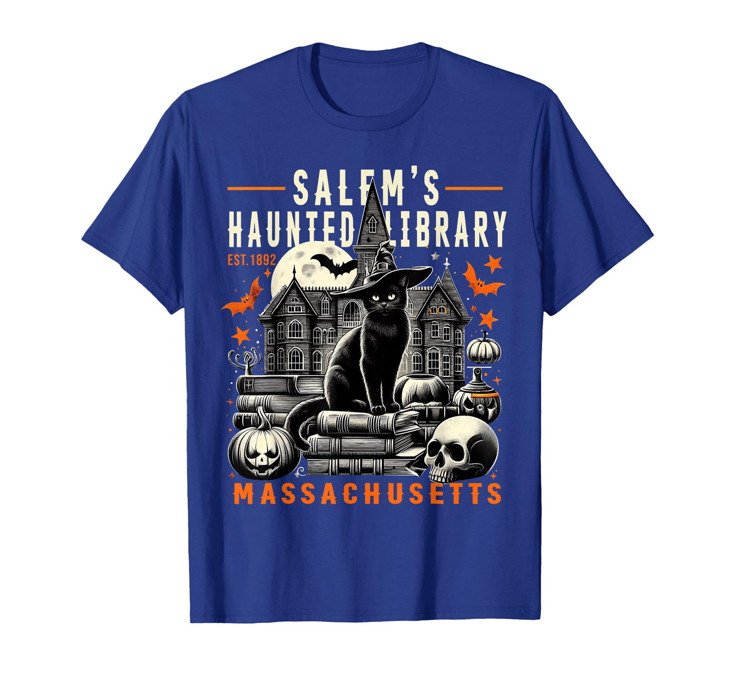 Haunted Library Salem Vintage Gothic Halloween Art T-Shirt