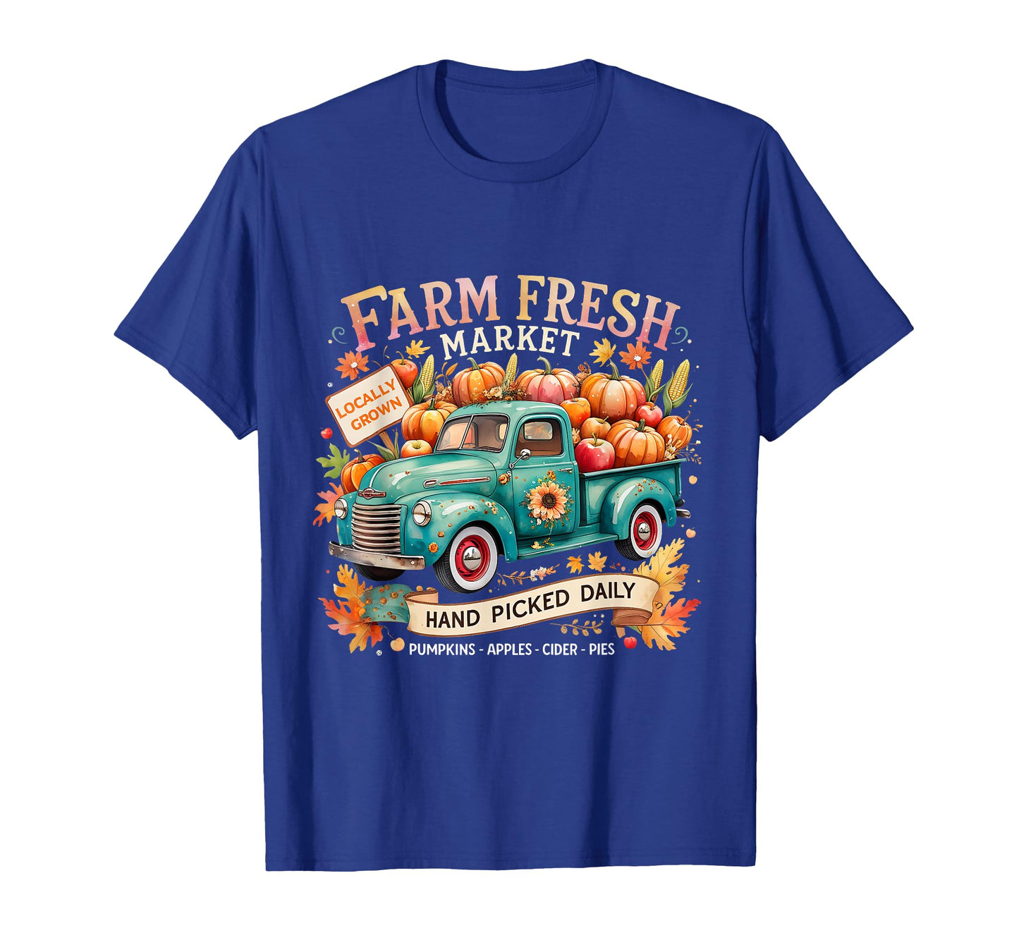 Farm Fresh Market Vintage Truck Pumpkin Fall T-Shirt