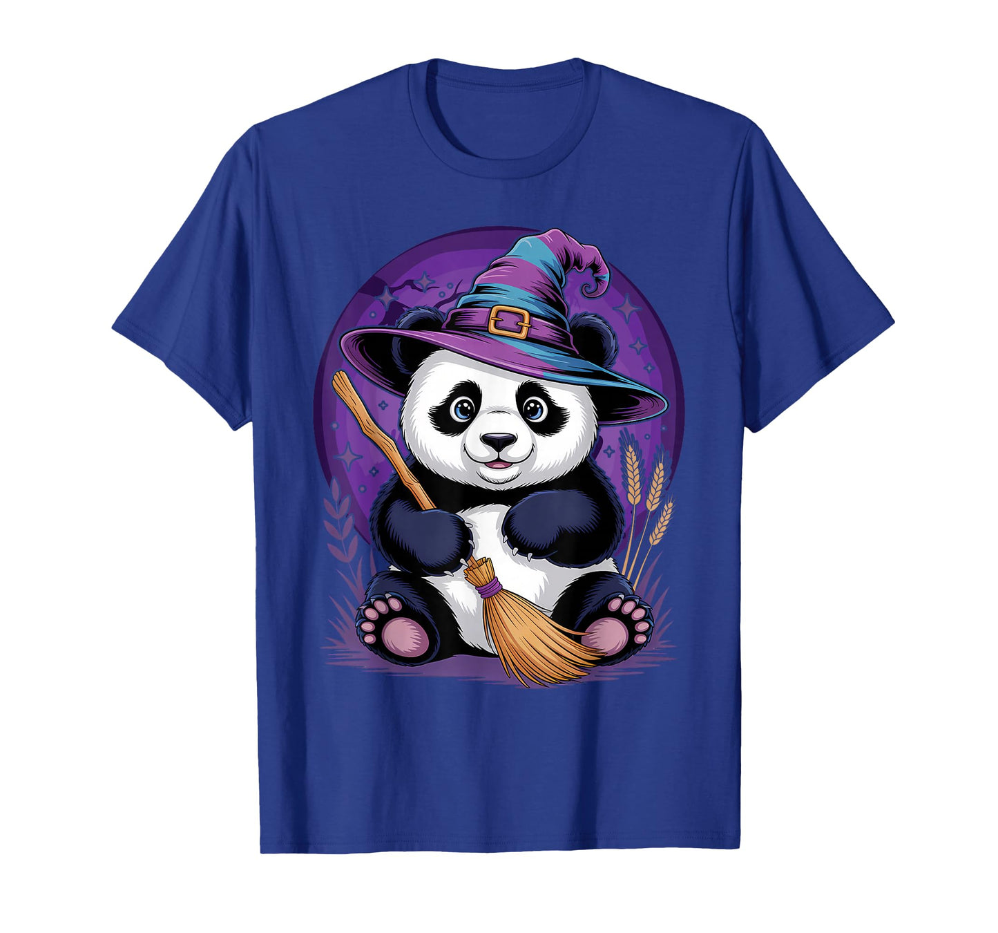 Halloween Panda Funny Lover Witch Hat Costume T-Shirt