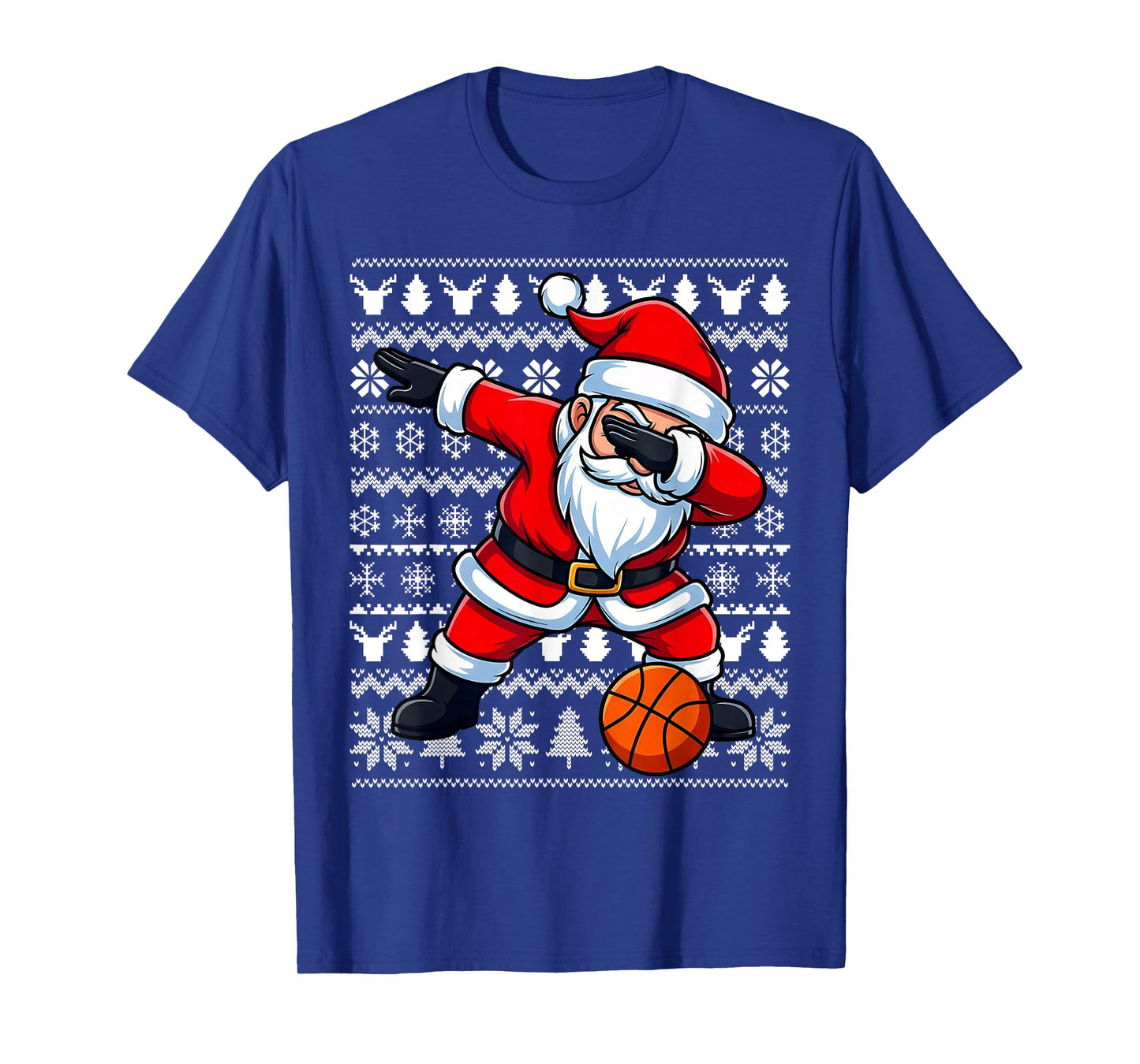 Dabbing Santa Basketball Ugly Christmas Sweater Pattern Men T-Shirt