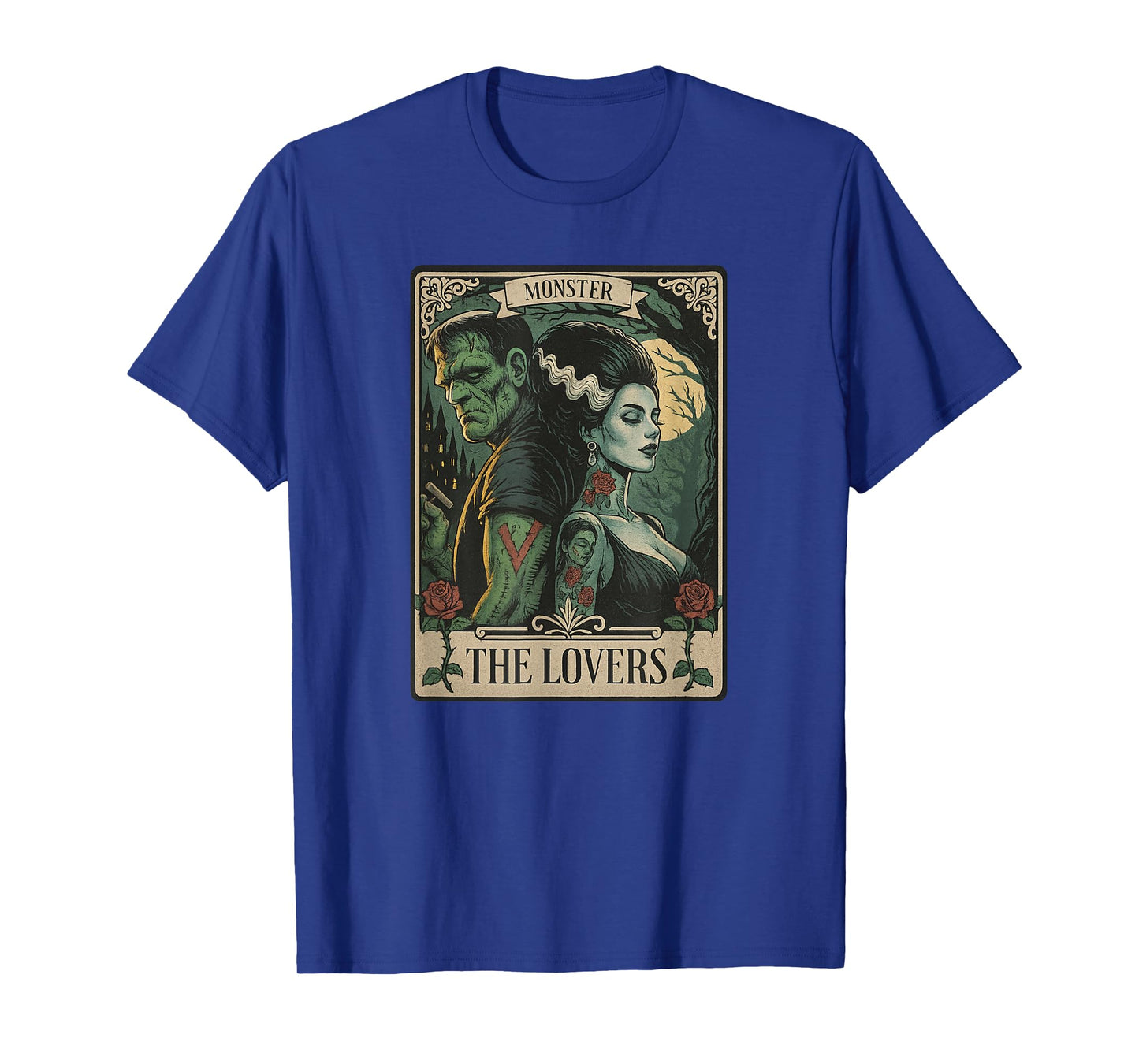 Monster Lovers Tarot Card Gothic Frankenstein Halloween T-Shirt