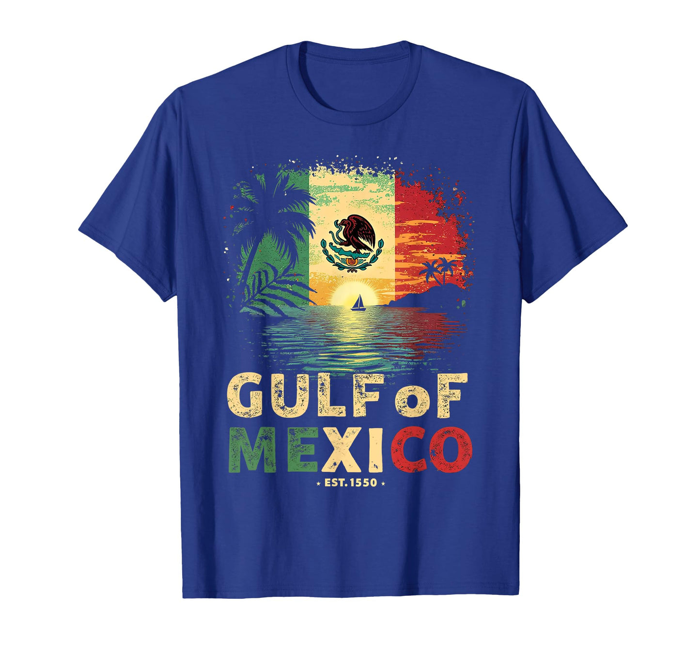 Gulf Of Mexico Est 1550 Mexican Gulf of Mexico Flag Vintage T-Shirt