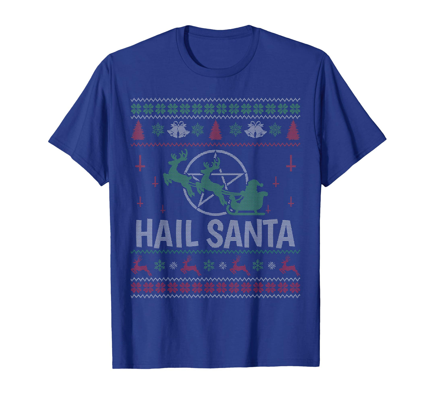 Hail Santa Metal Pagan Happy Solstice Star Ugly Christmas T-Shirt