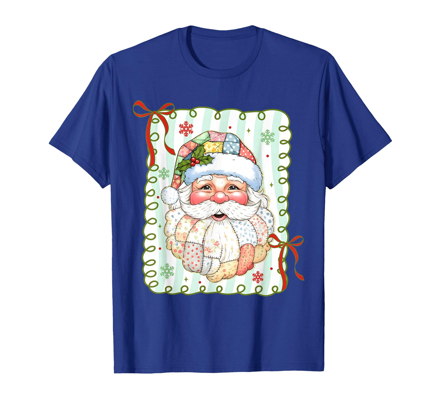 Patchwork Santa Claus Funny Xmas Merry Christmas Men Women T-Shirt