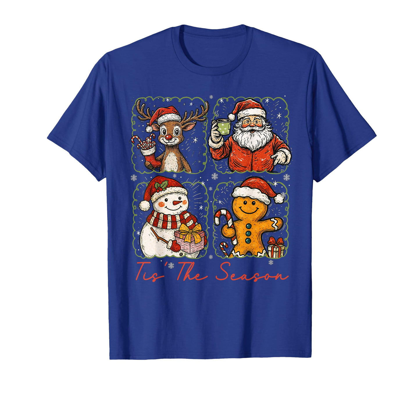 Tis The Season Christmas Tree Santa Claus Holiday Women Kids T-Shirt