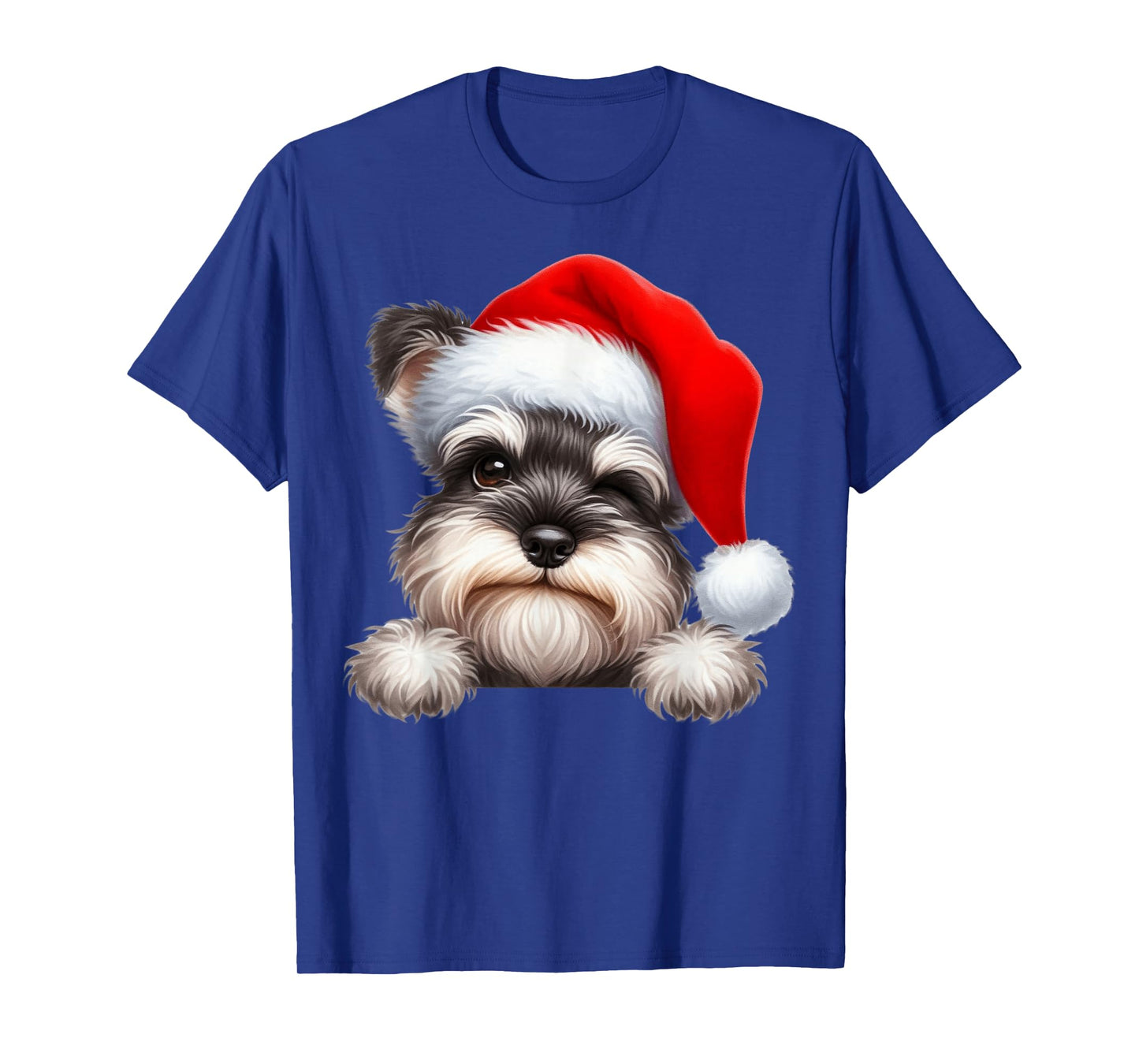 Miniature Schnauzer Dog Christmas Santa Hat Dog Mom Dad T-Shirt