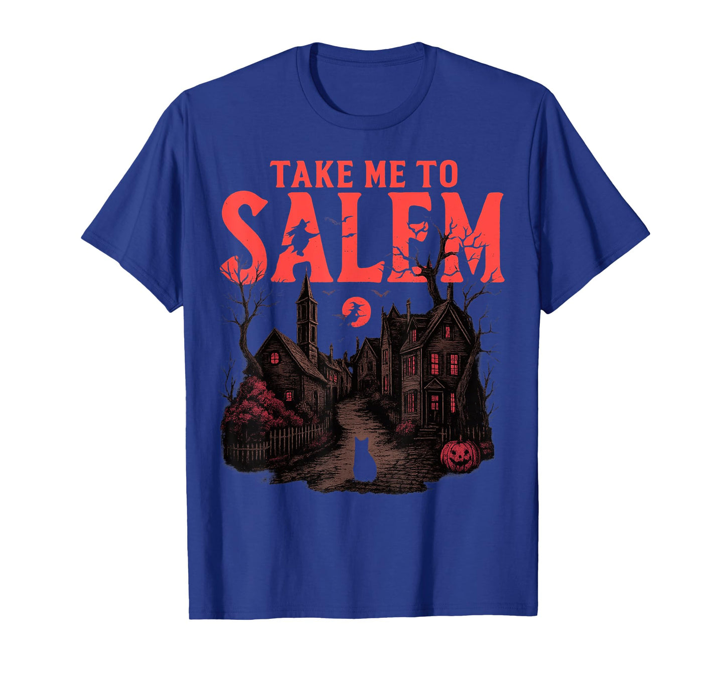 Take Me to Salem Black Cat Halloween Retro Vintage Salem Tee T-Shirt
