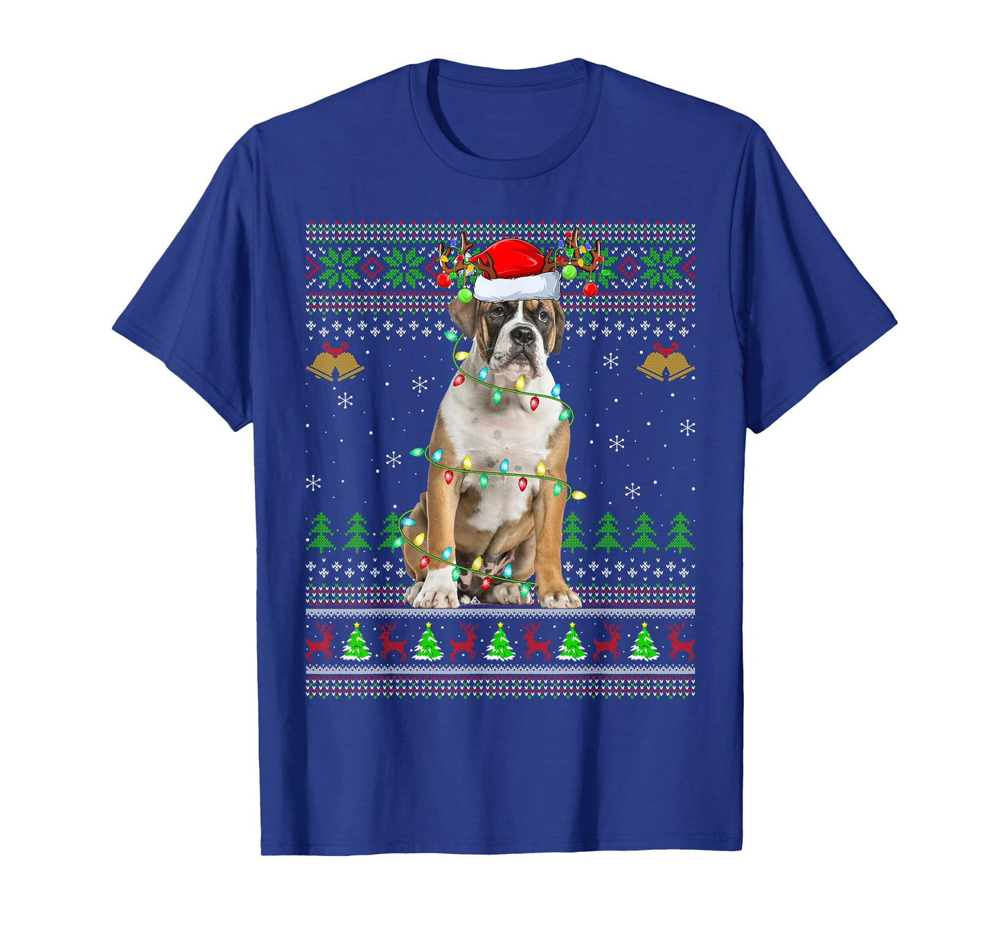 English Bulldog Ugly Christmas Sweaters Holiday Santa Xmas T-Shirt