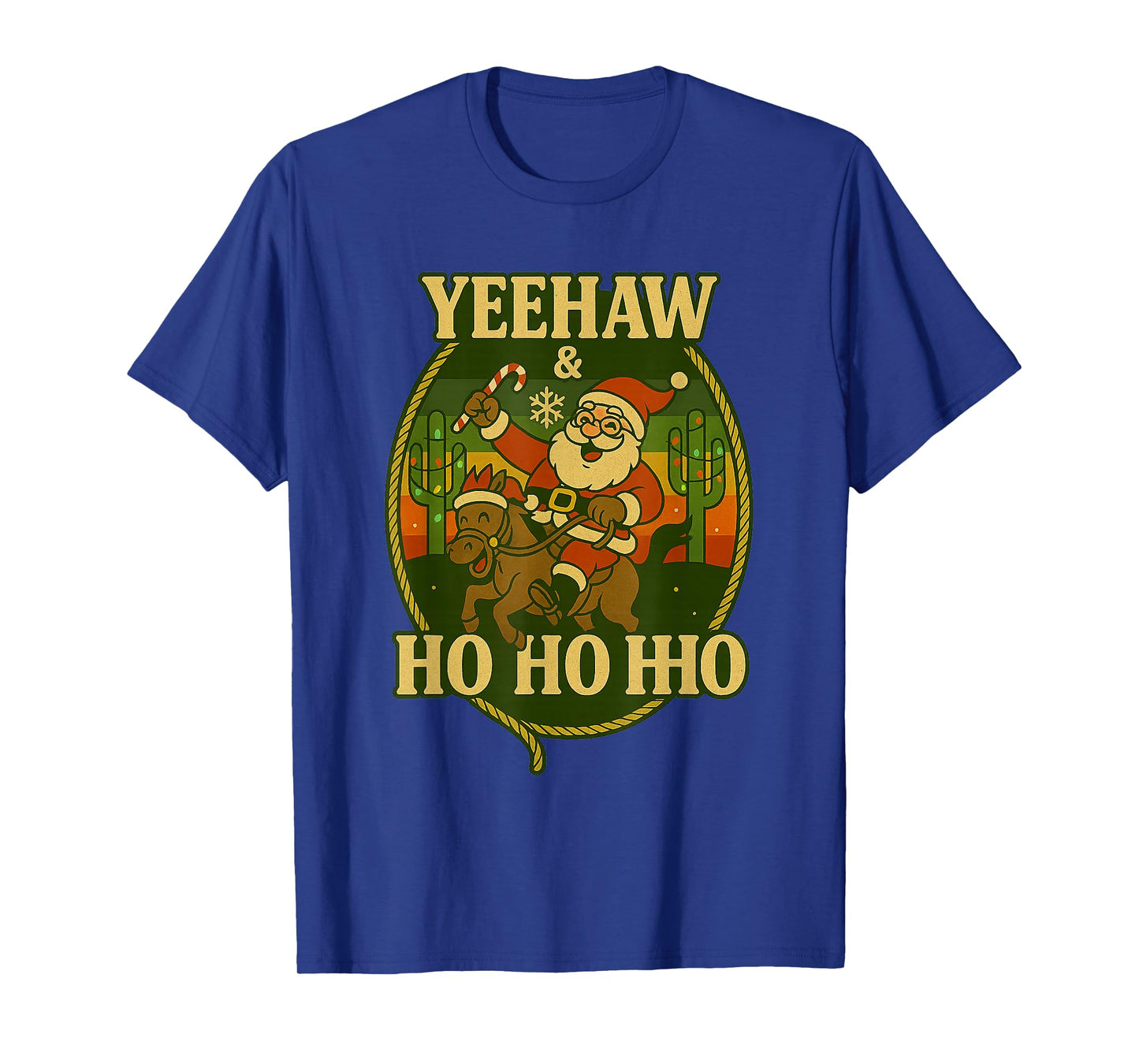 Yeehaw Ho Ho Ho Funny Christmas Cowboy Santa Wild West Xmas T-Shirt
