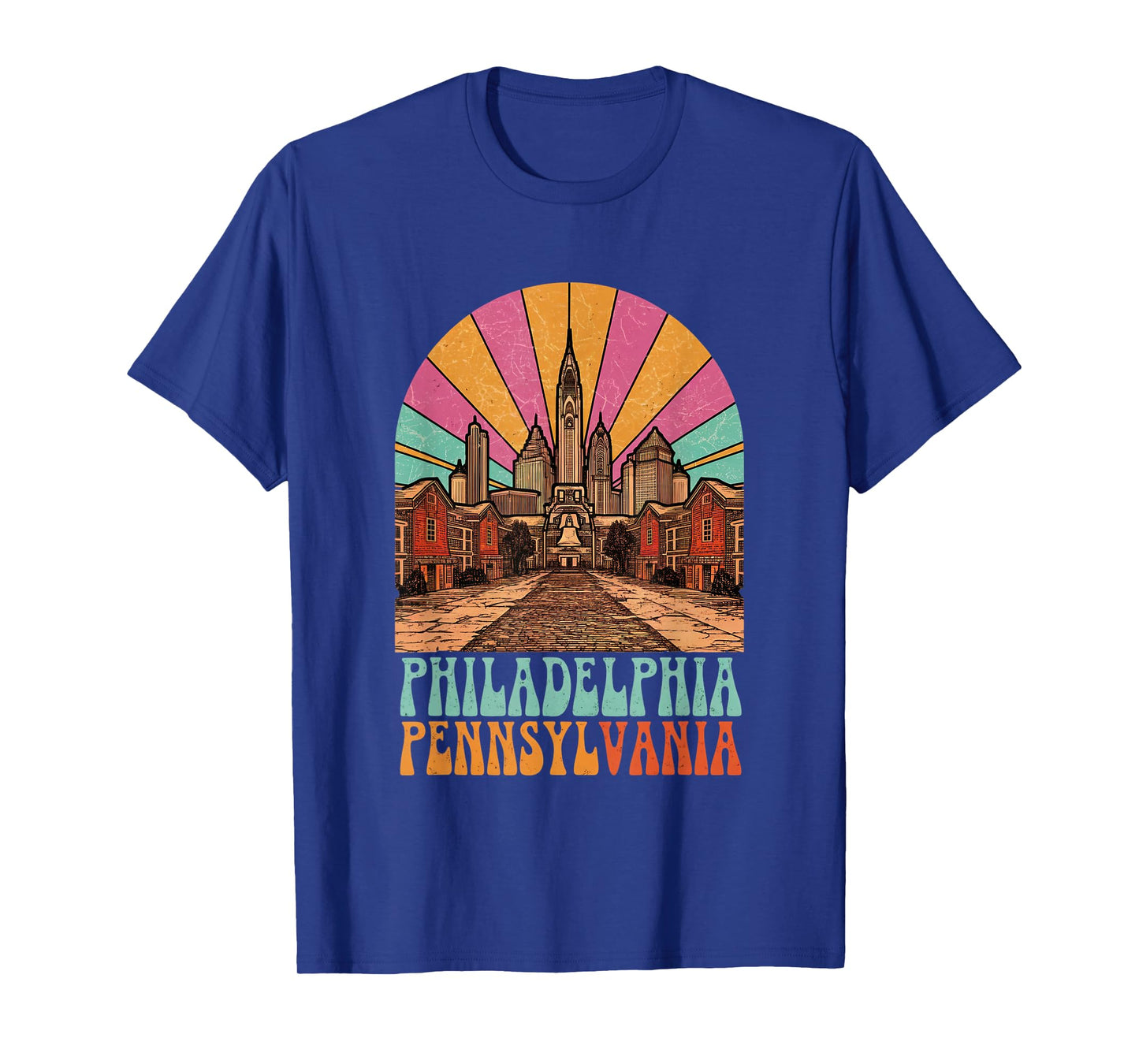 Vintage Philadelphia Pennsylvania Skyline Cityscape Retro T-Shirt