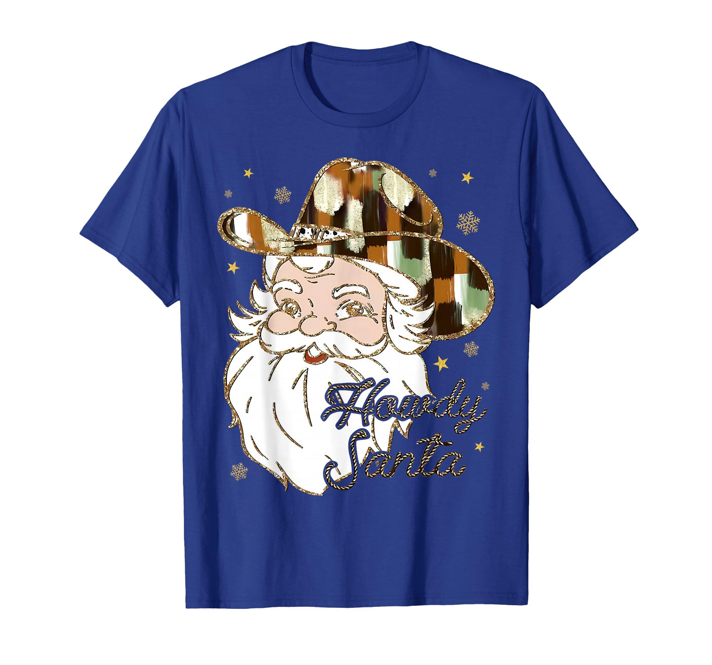 Howdy Santa Western Cowhide Santa Cowboy Christmas Holiday T-Shirt