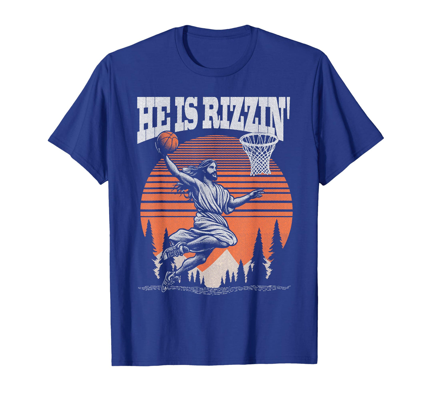 Funny Retro He Is Rizzin Christian Easter Playing Basketball T-Shirt