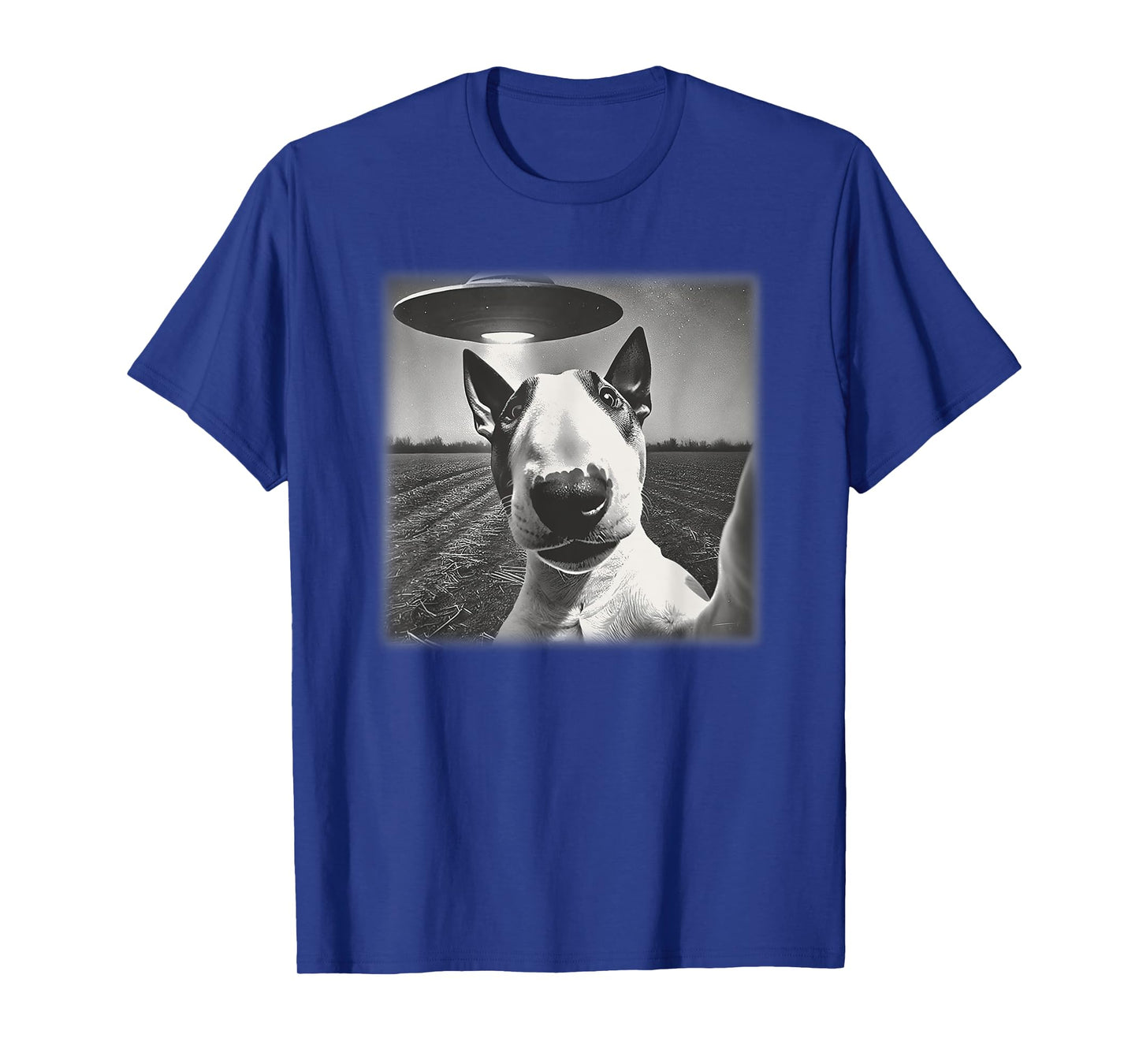Vintage English Bull Terrier UFO Alien Selfie Dog Mom Dad Men Women Kids T-Shirt
