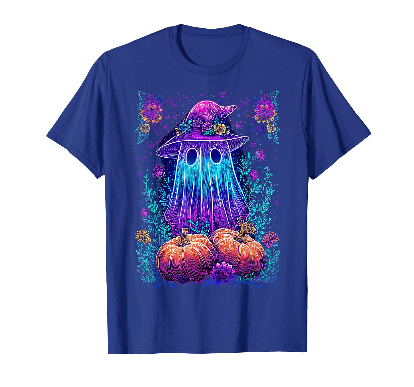 Halloween Spooky Ghost Witch Pumpkin Floral Spooky Season T-Shirt