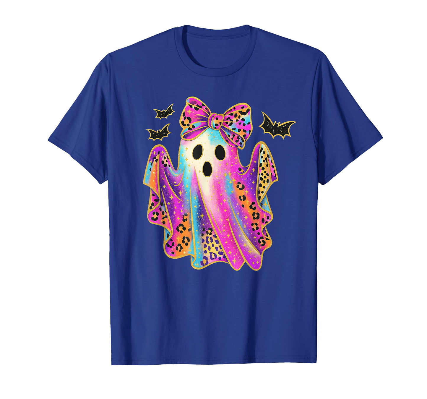 Halloween Girly Leopard Ghost Coquette Spooky Season Kids T-Shirt