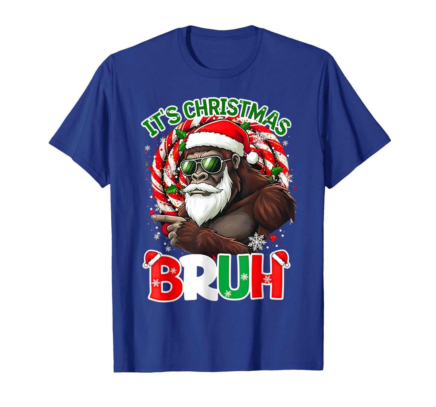 Bruh Christmas Boys Kids It's Christmas Bruh Funny Bigfoot T-Shirt