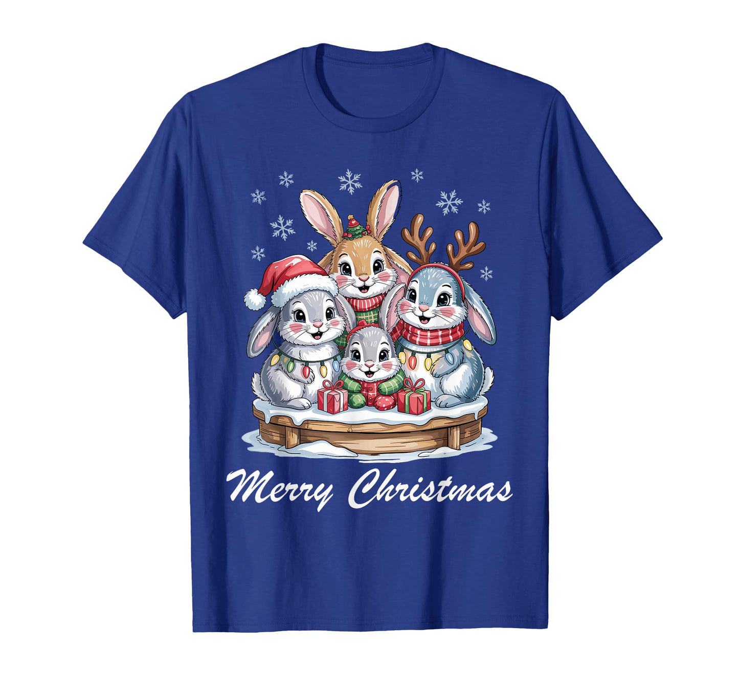 Rabbit Merry Christmas Cute Pet Lovers Funny Holiday Pajama T-Shirt