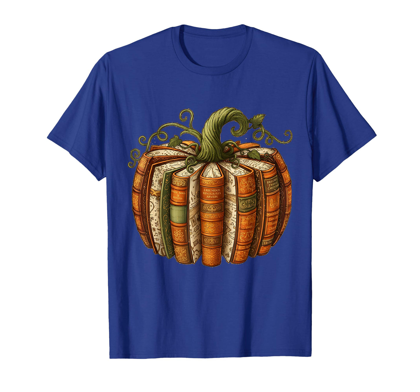 Vintage Book Pumpkin Fall Reading Halloween Tee T-Shirt
