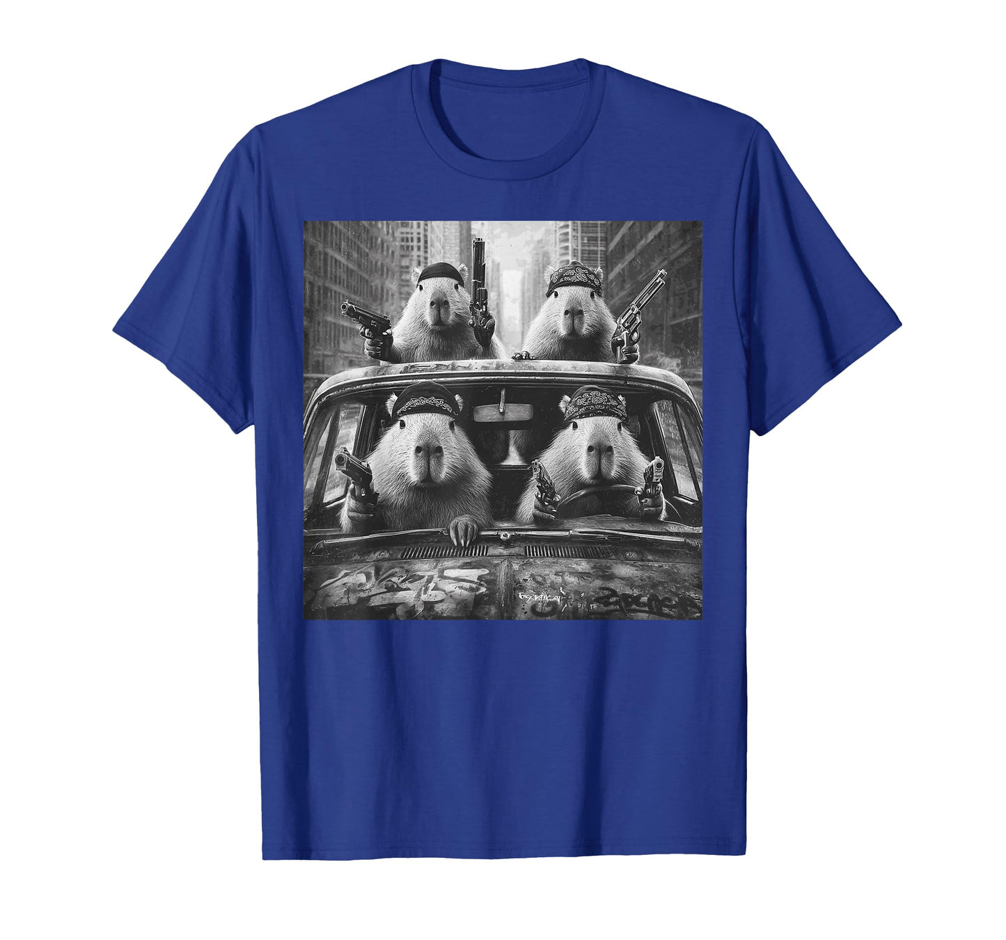 Funny Graphic Capybara Gangster Adult Funny T-Shirt
