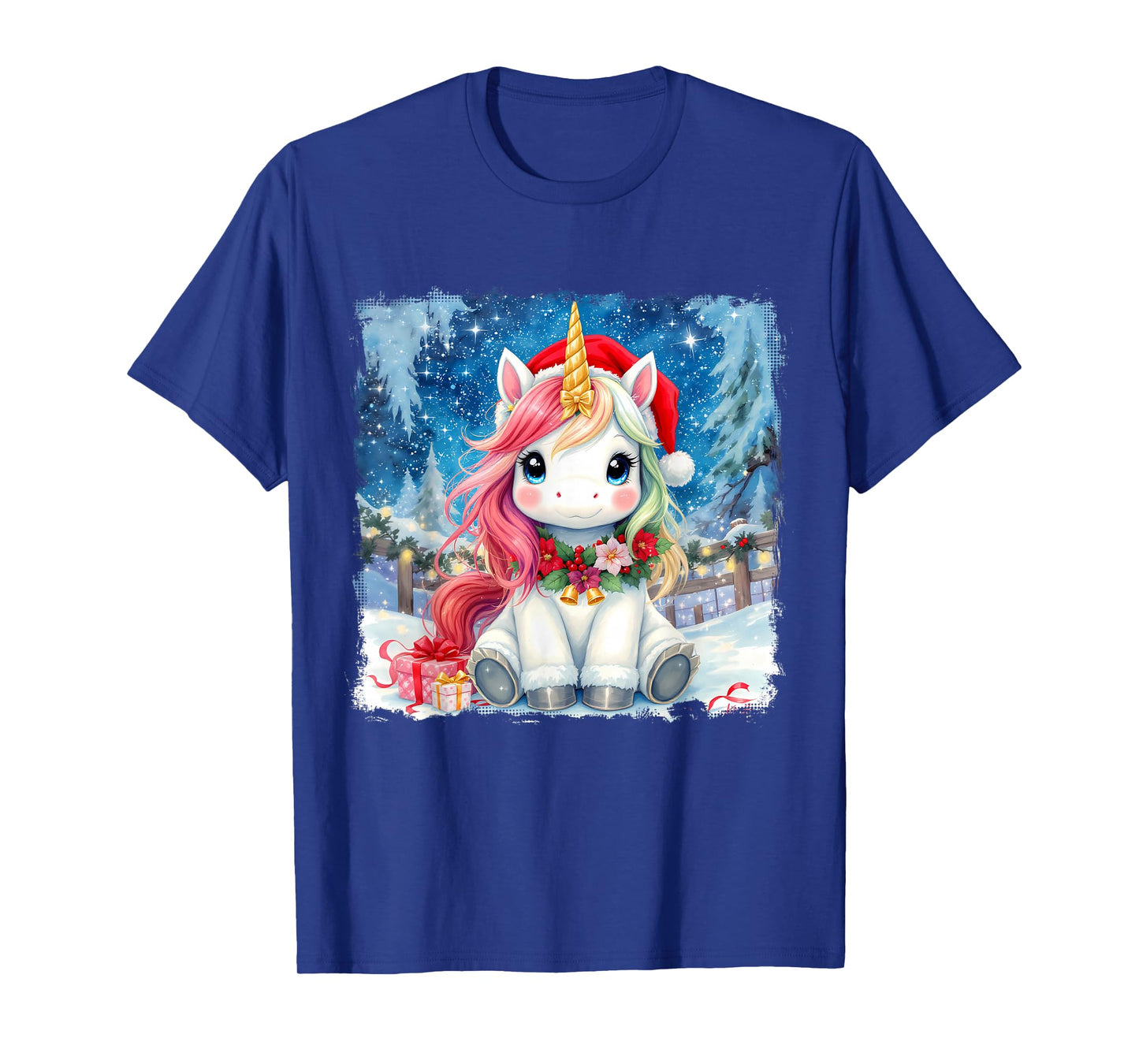 Cute Unicorn Magical Christmas Girls Kids Santa Xmas T-Shirt