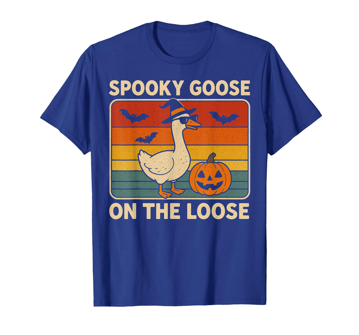 Vintage Spooky Goose on The Loose Funny Halloween Retro T-Shirt