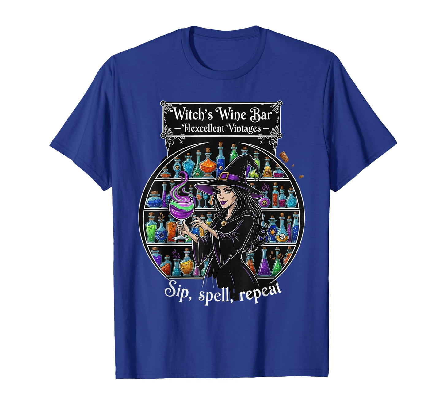 Witch's Wine Bar Sip Spell Repeat Halloween Party Fun T-Shirt