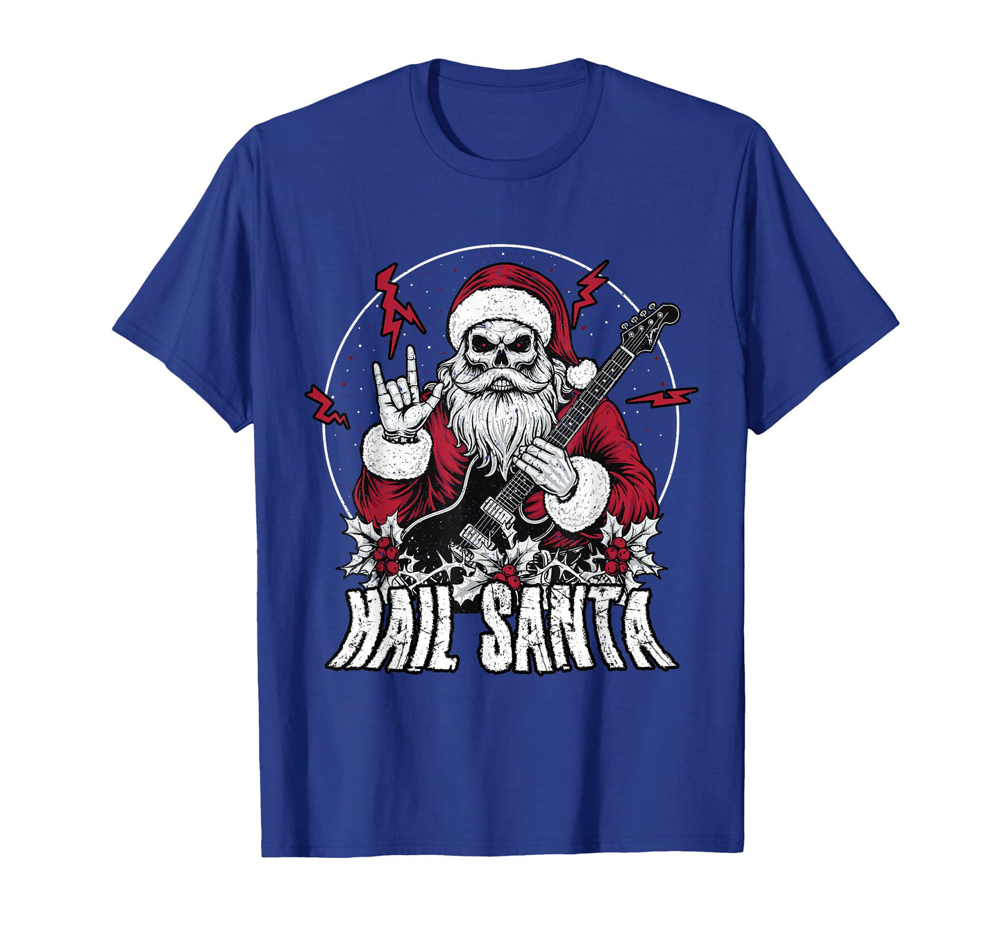 Hail Santa Heavy Guitar Happy Solstice Anti Christmas Rock T-Shirt