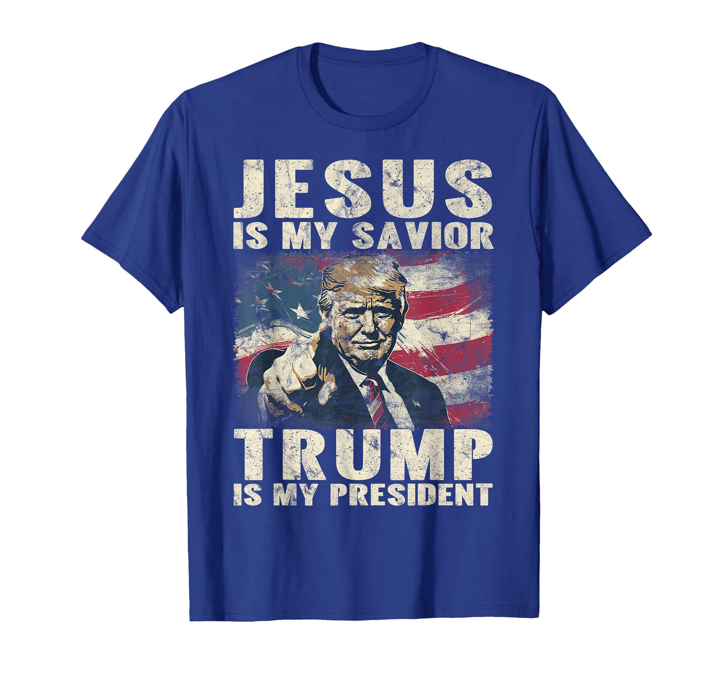 Jesus Is My Savior Trump Is My President 2024 American Flag T-Shirt