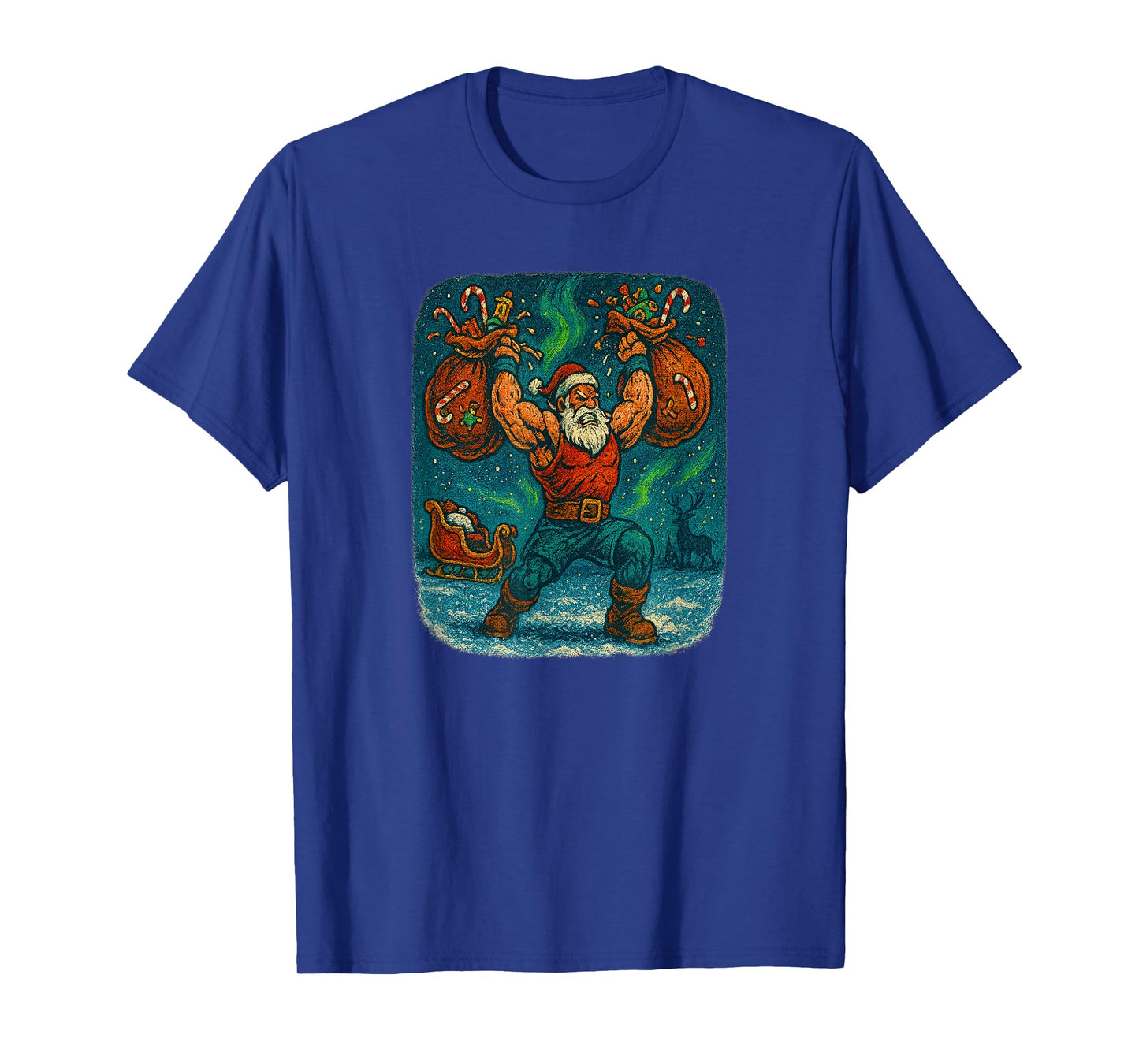 Santa Lifting Weights Funny Gym Santa Powerlifting T-Shirt