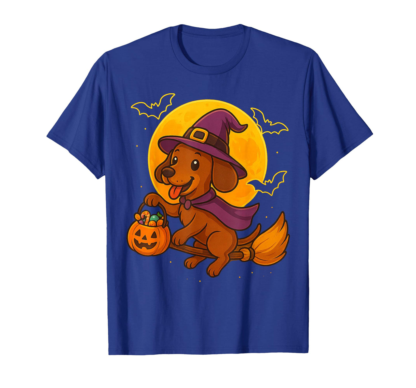 Cute Dachshund Witch Pumpkin Halloween Costume Boys Girls T-Shirt